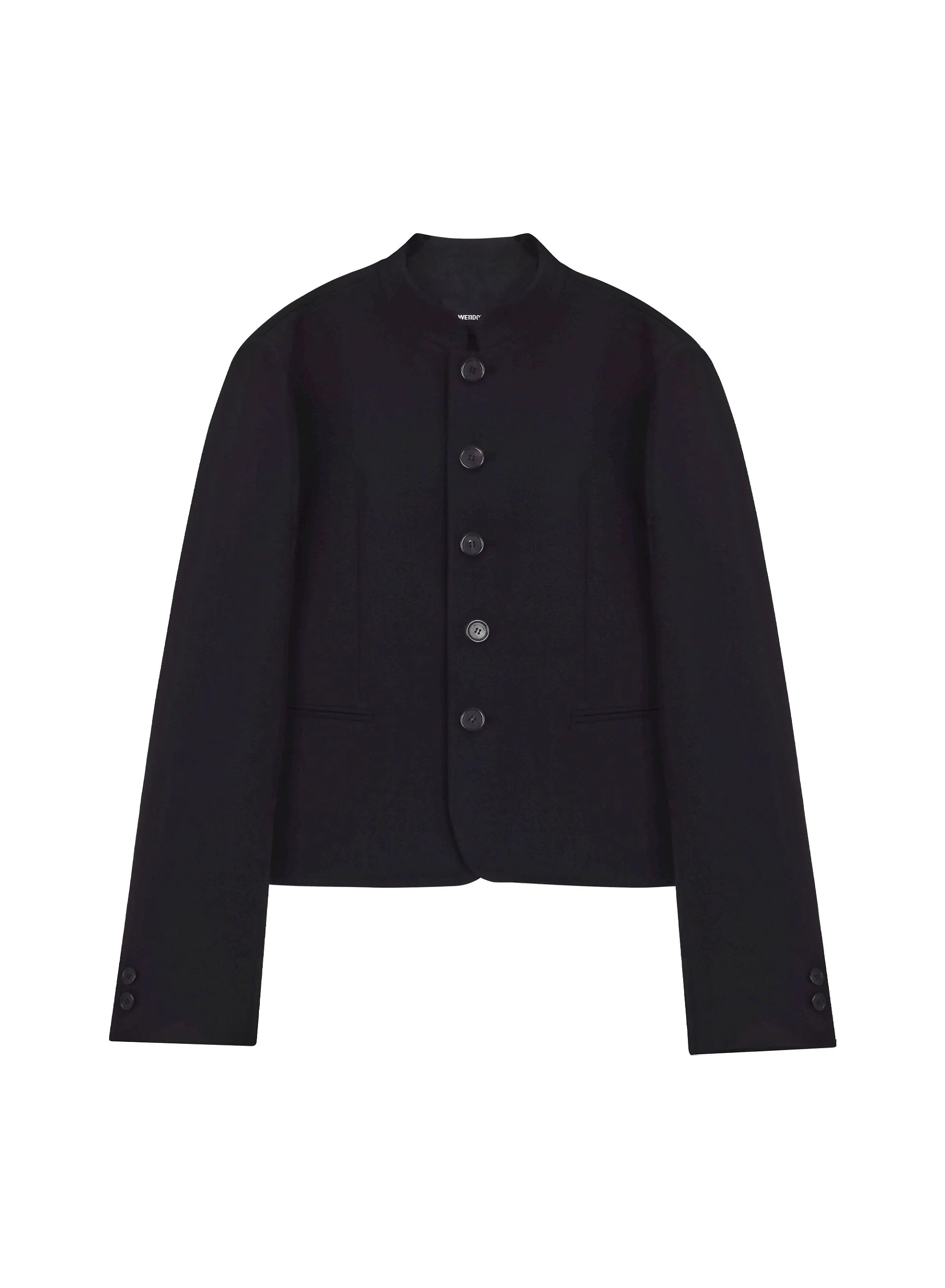 Black Stand Collar Crop Jacket