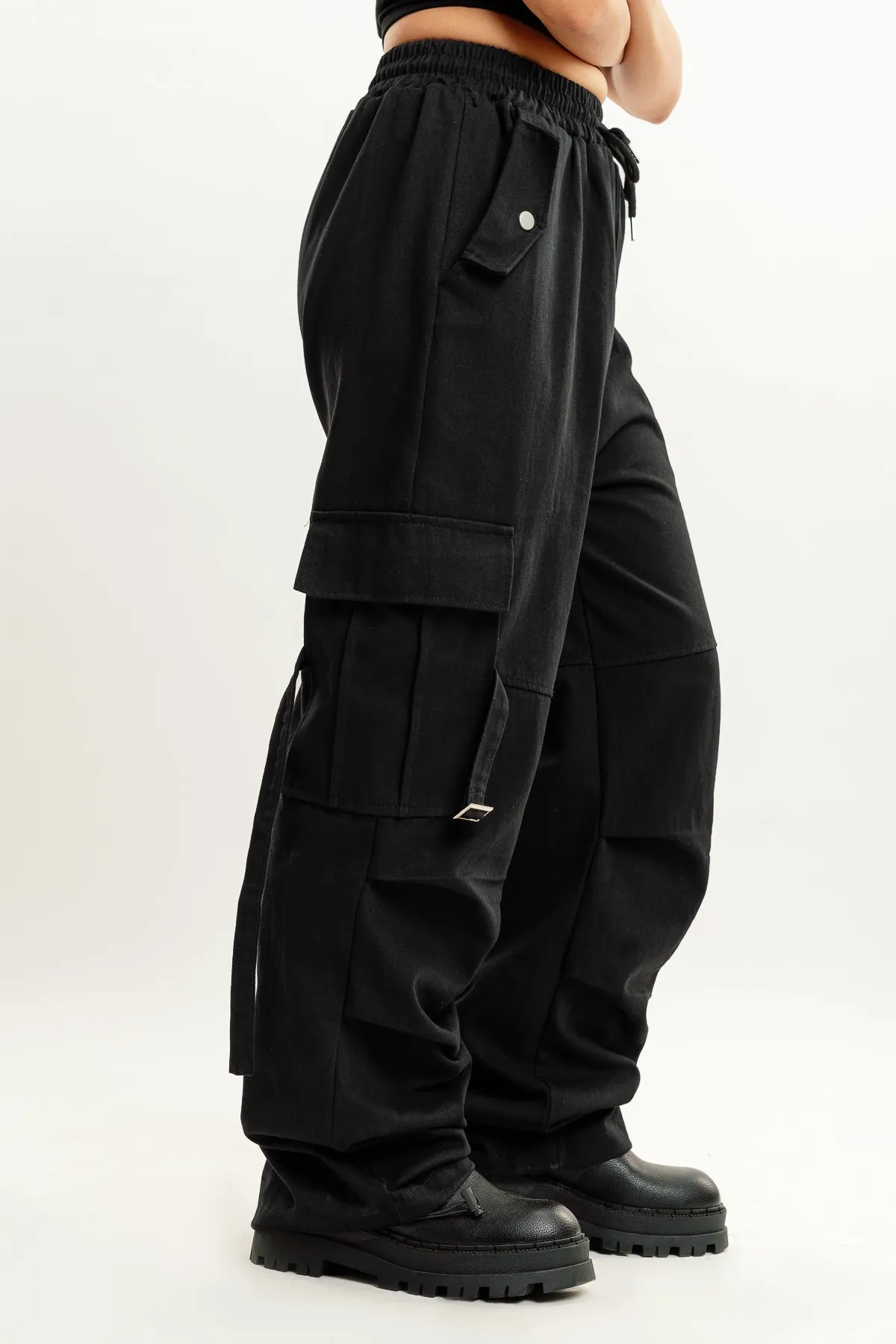 Black Street Style Cargo Pant