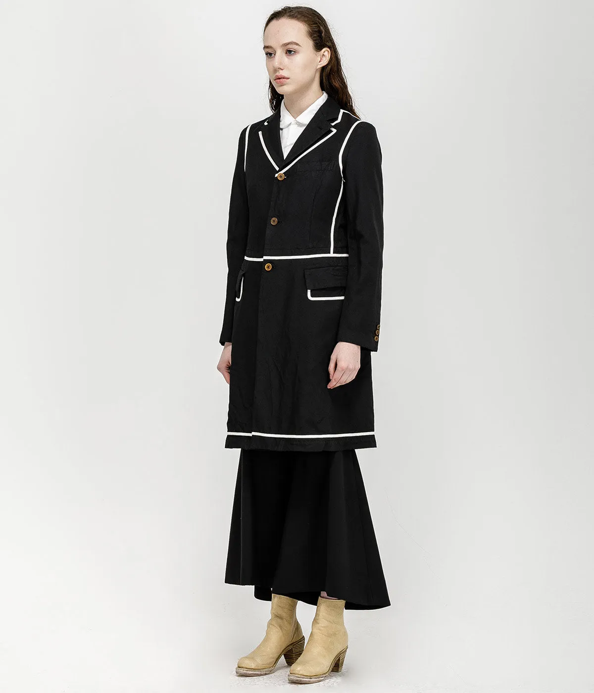 Black Taped Knee High Coat