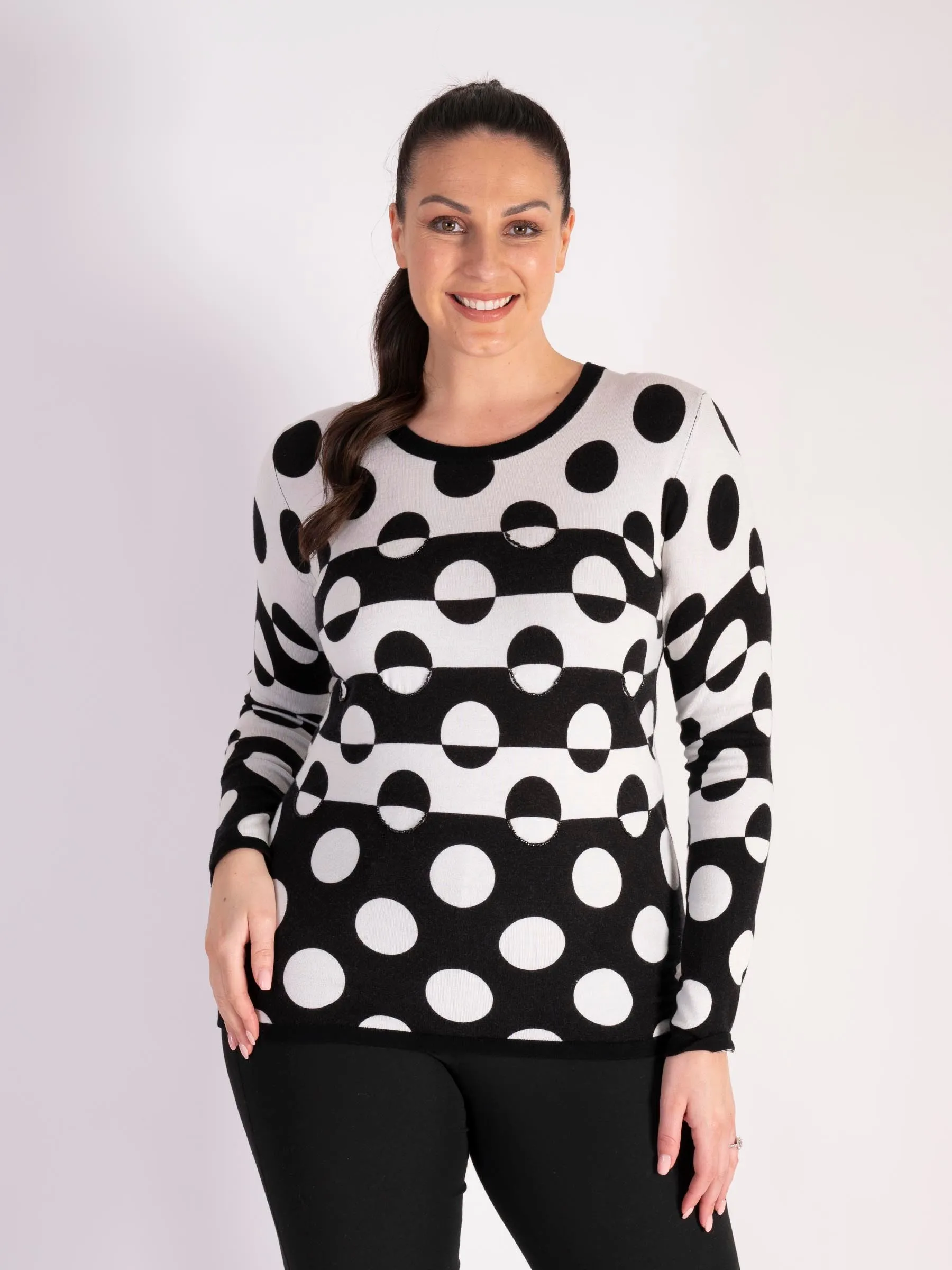 Black/White Beaded Dotted Jumper