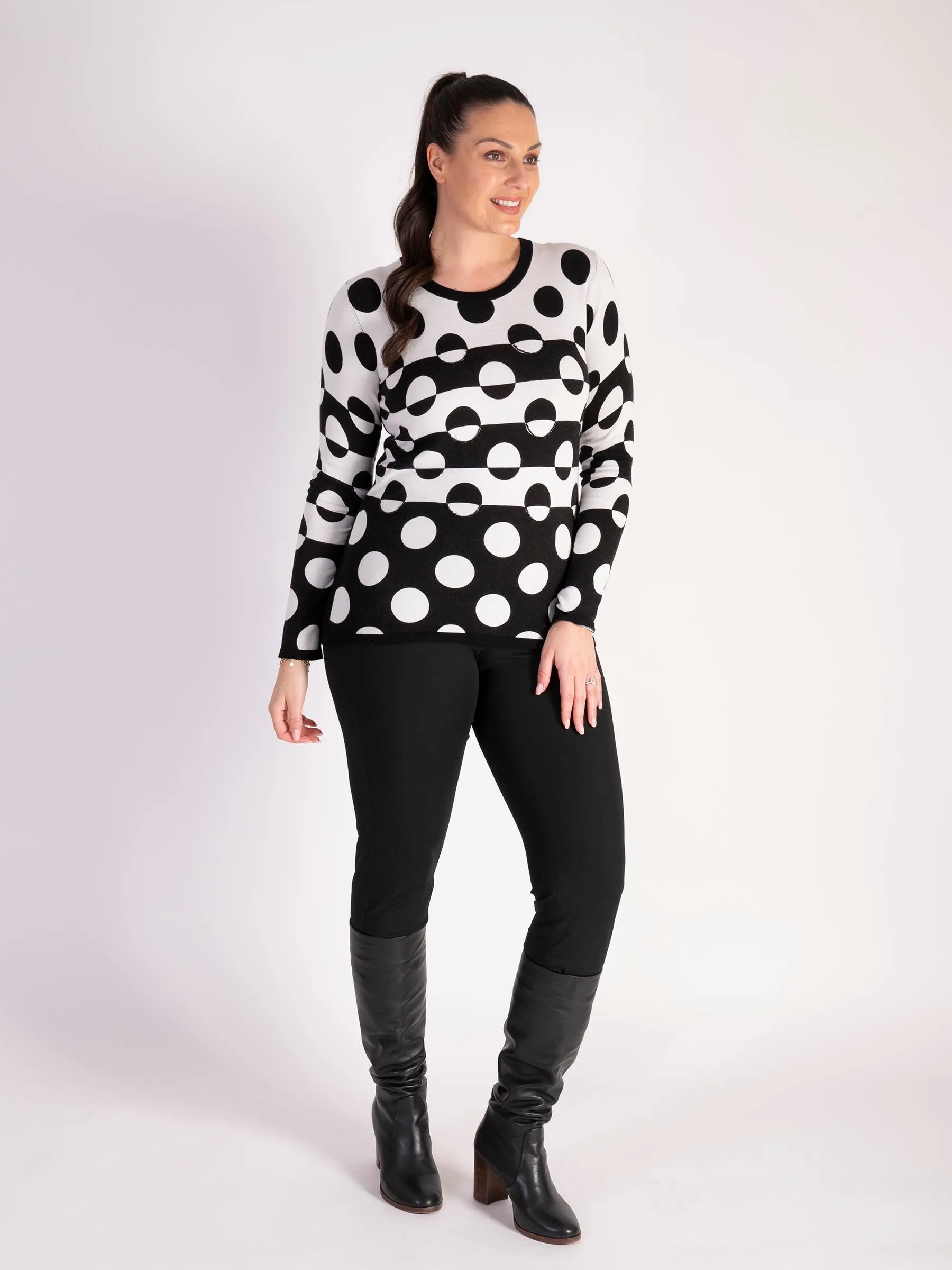 Black/White Beaded Dotted Jumper