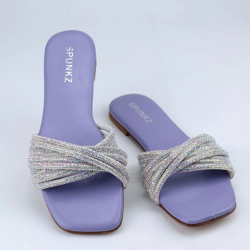 Blinky Rhinestone Cross Straps Fancy Flats