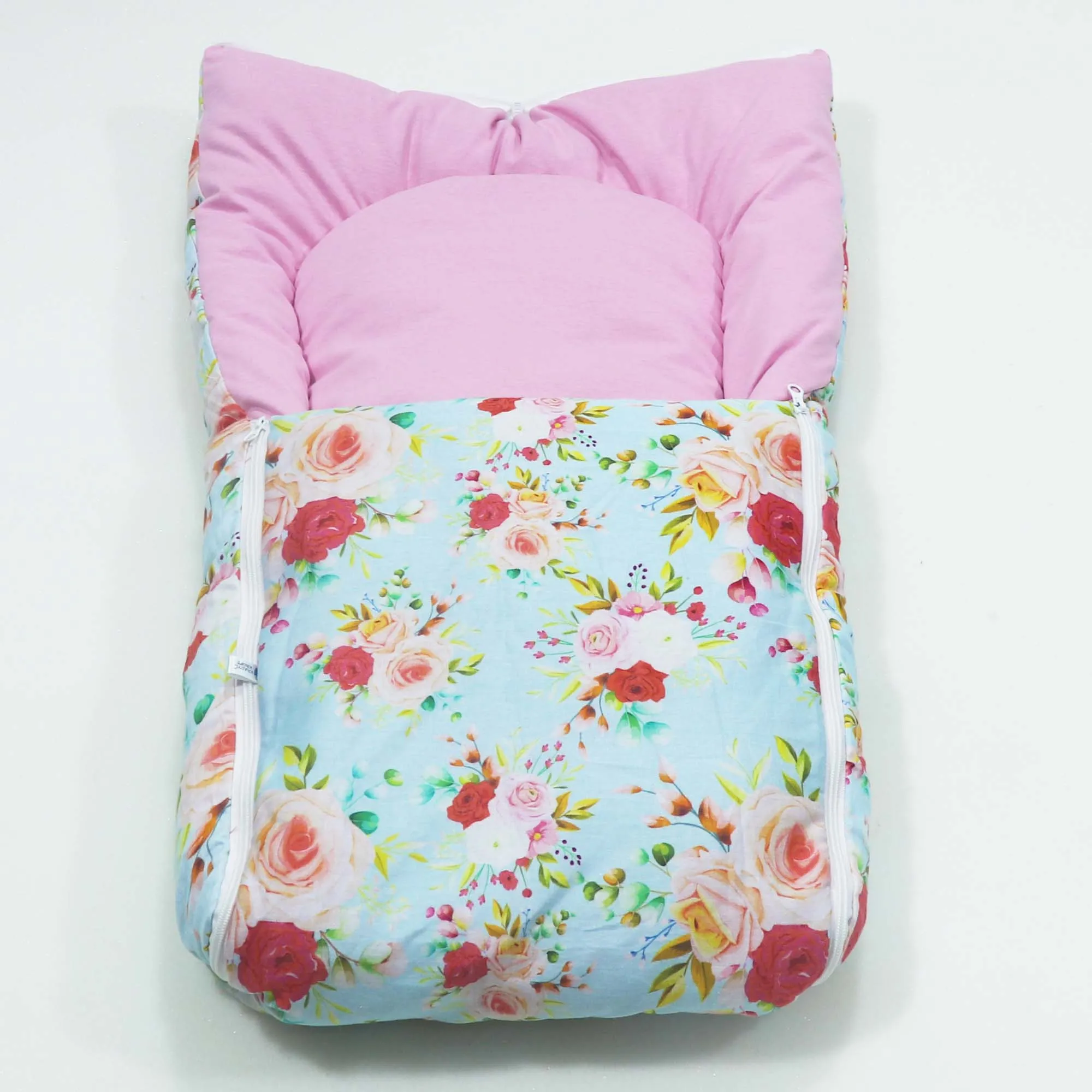 Blue Flora Baby Sleeping Bag N Carrier