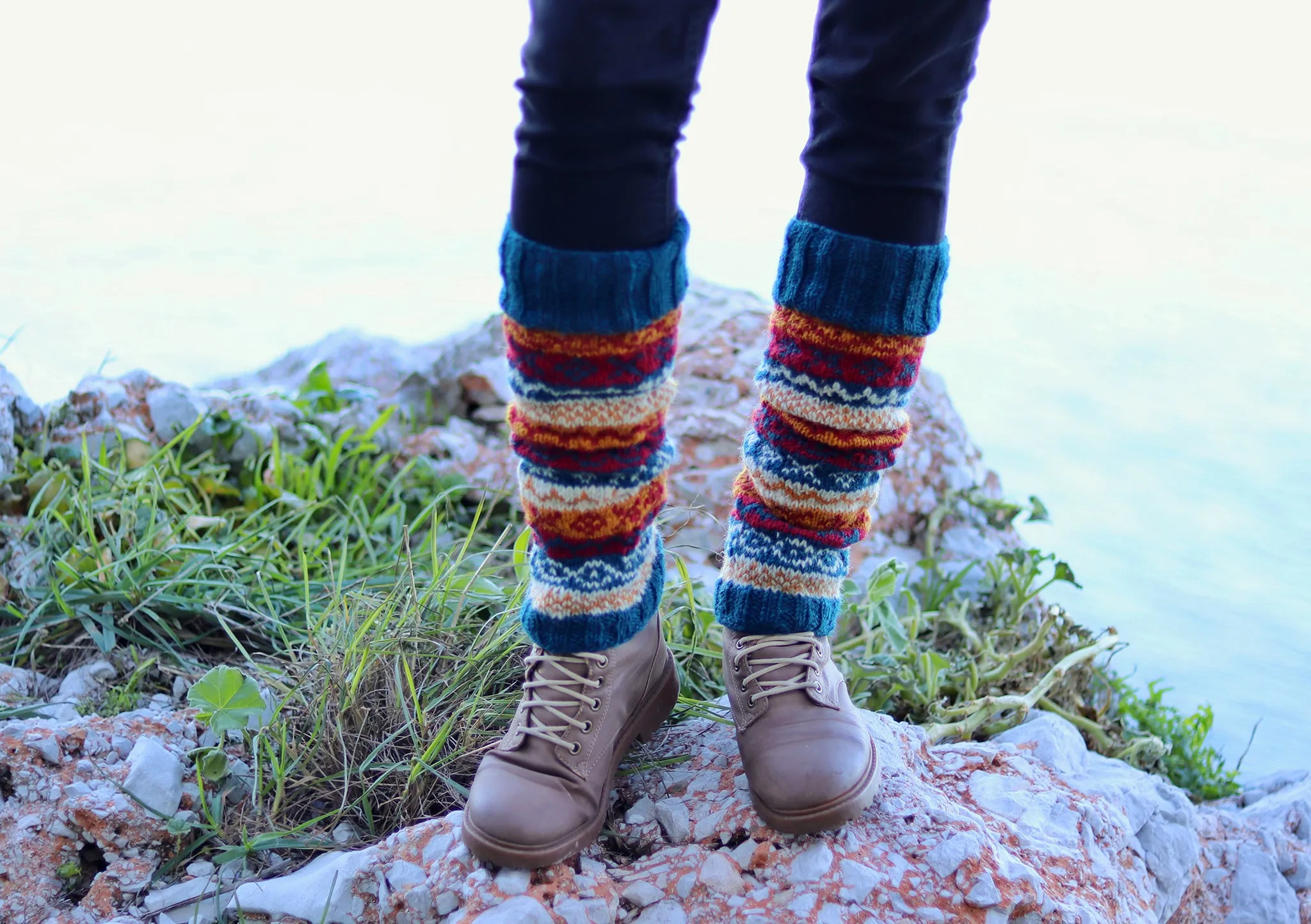 Bluish Woolen Knitted Legwarmers