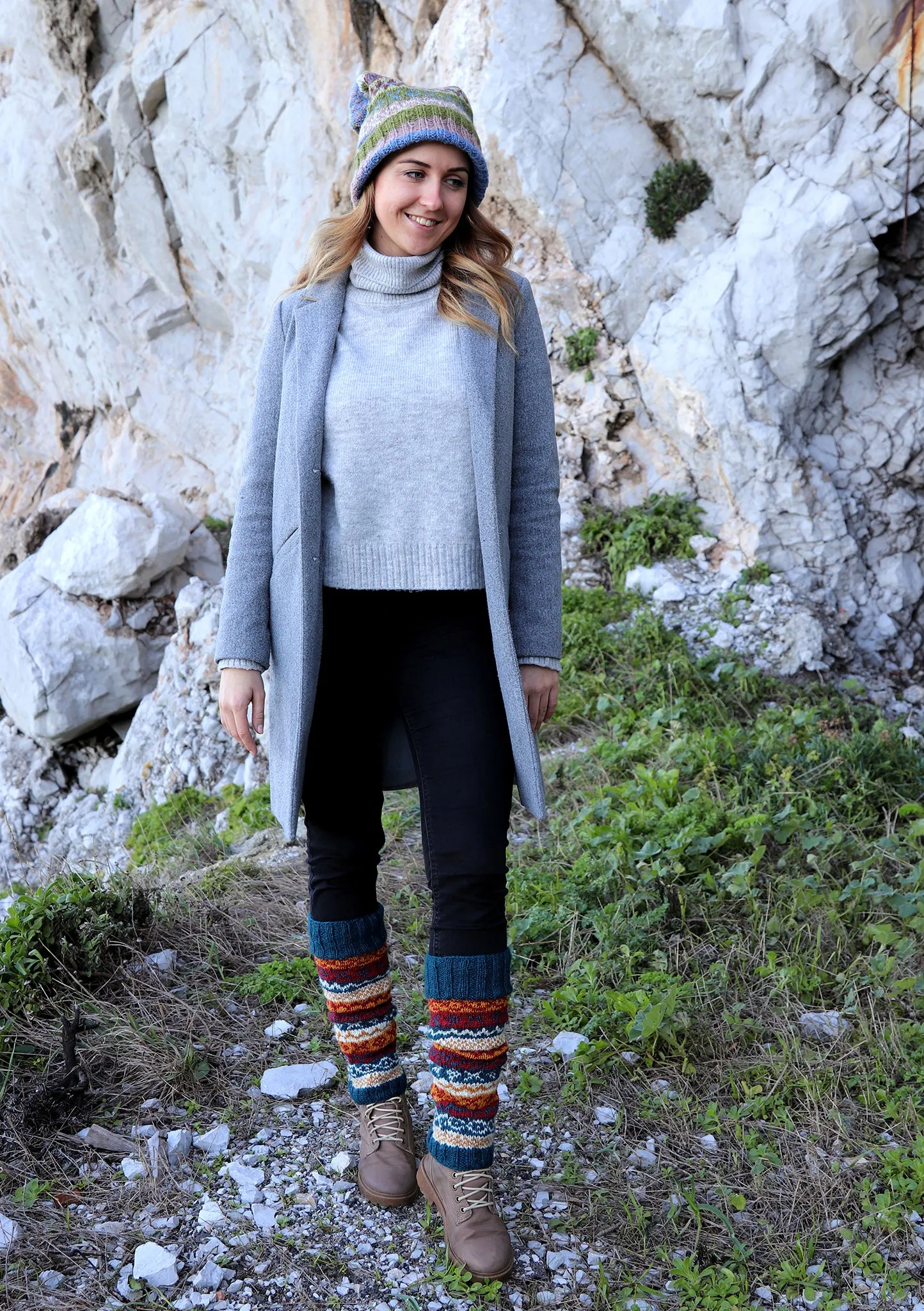 Bluish Woolen Knitted Legwarmers