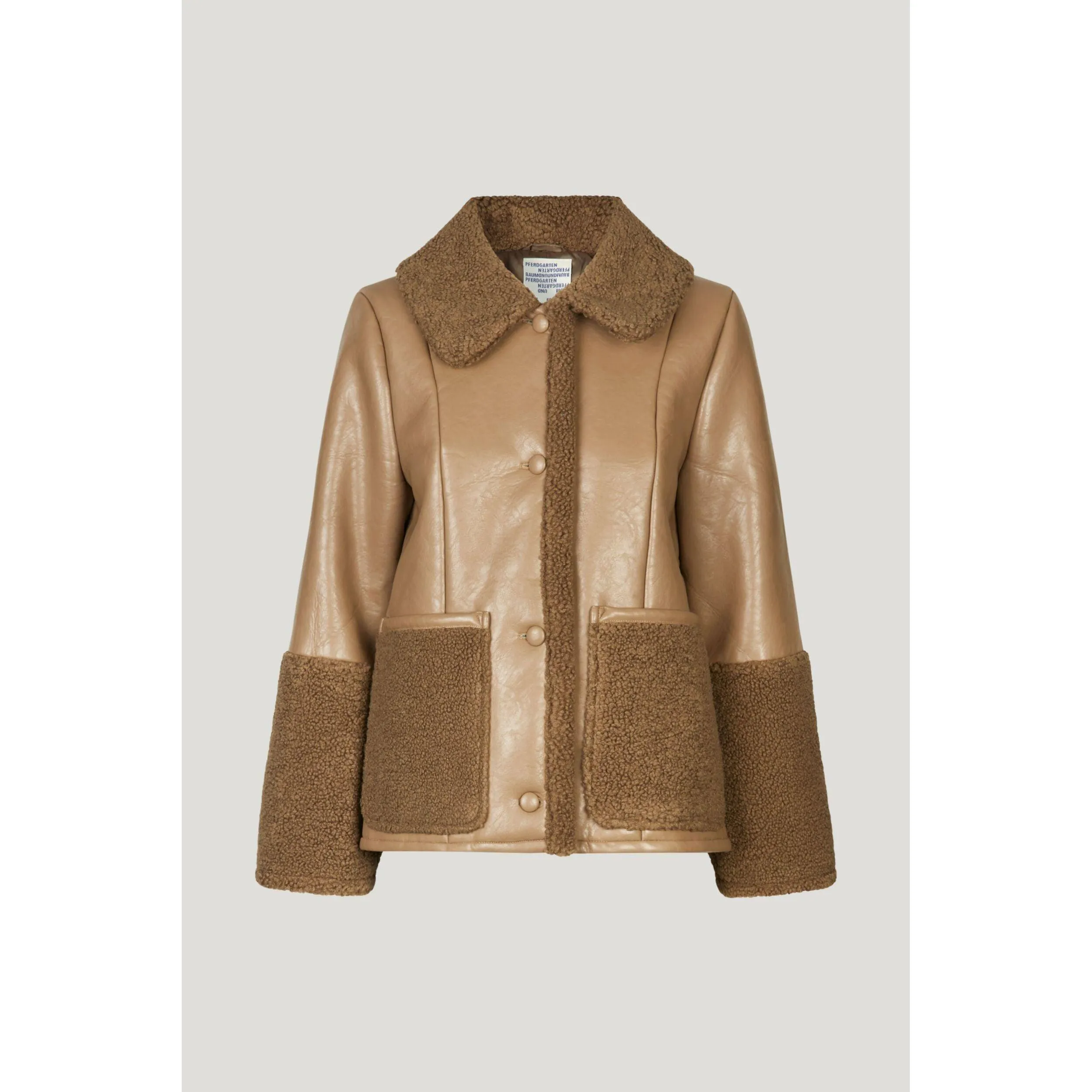 BRIONA Shearling Detail Short Coat Camel