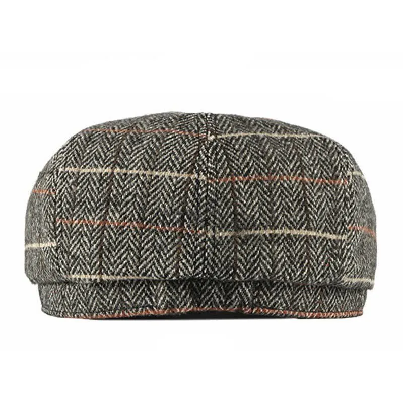 British Plaid Octagonal Cabbie Beret Cap