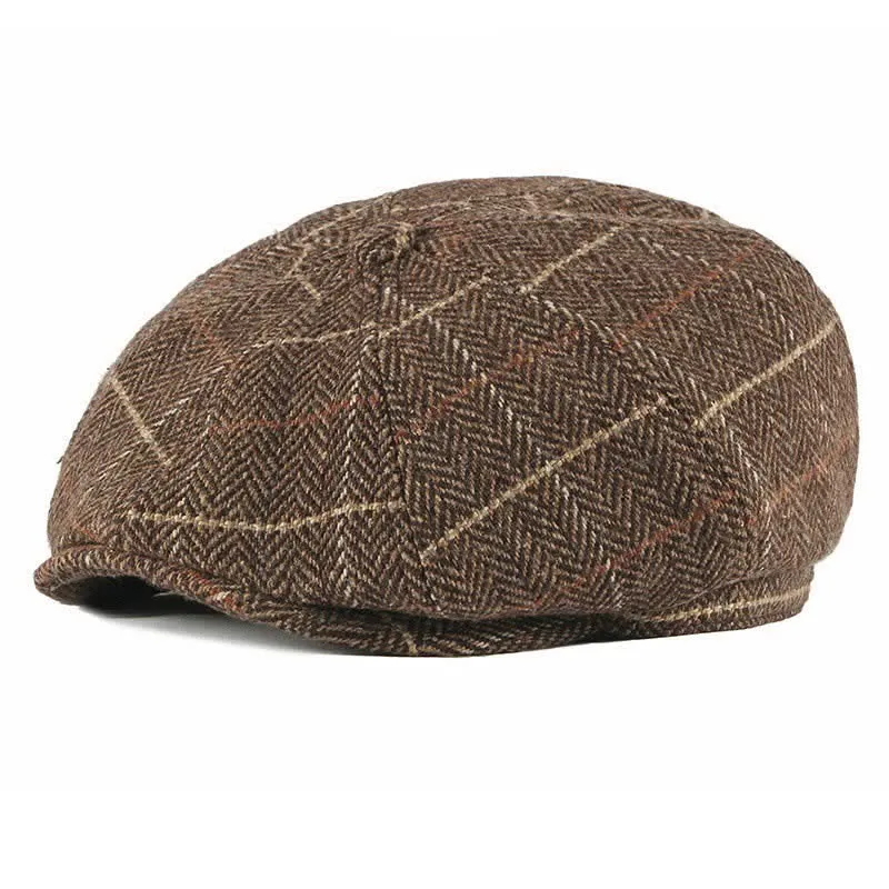 British Plaid Octagonal Cabbie Beret Cap