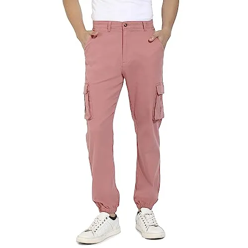 Campus Sutra Men's Regular Fit Cargo Pants (CBCS22_CSMSSCR5568_Nude Pink_36)