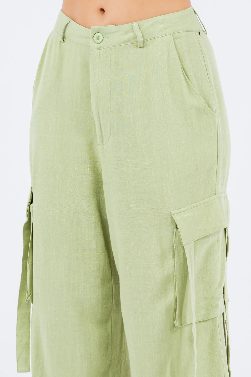 Camy Linen Wide Leg Cargo Pants