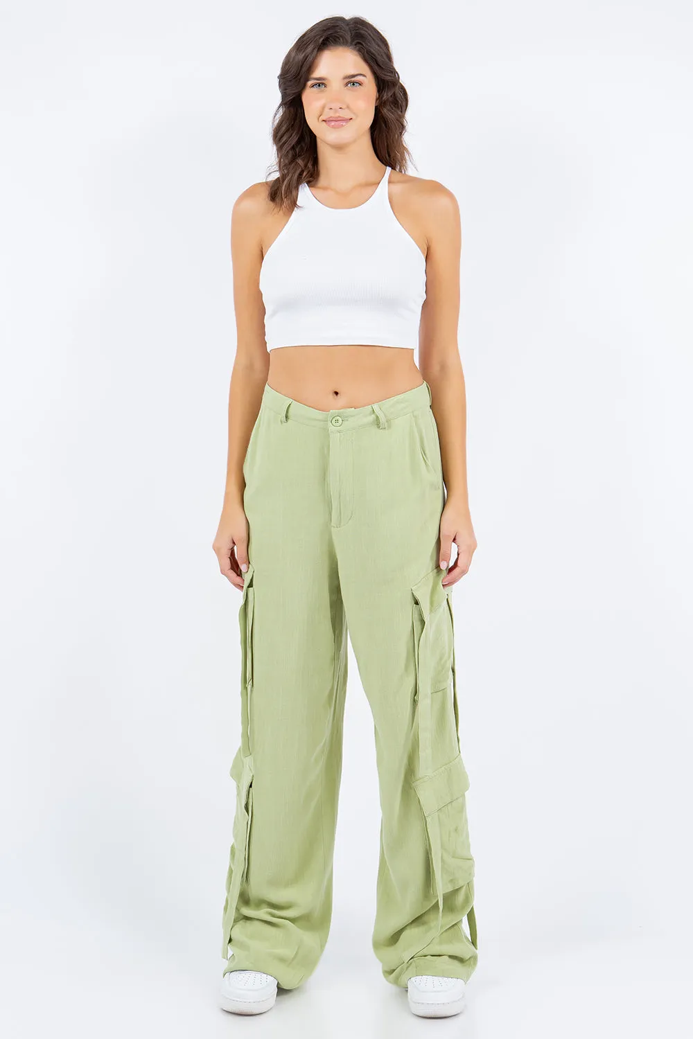 Camy Linen Wide Leg Cargo Pants