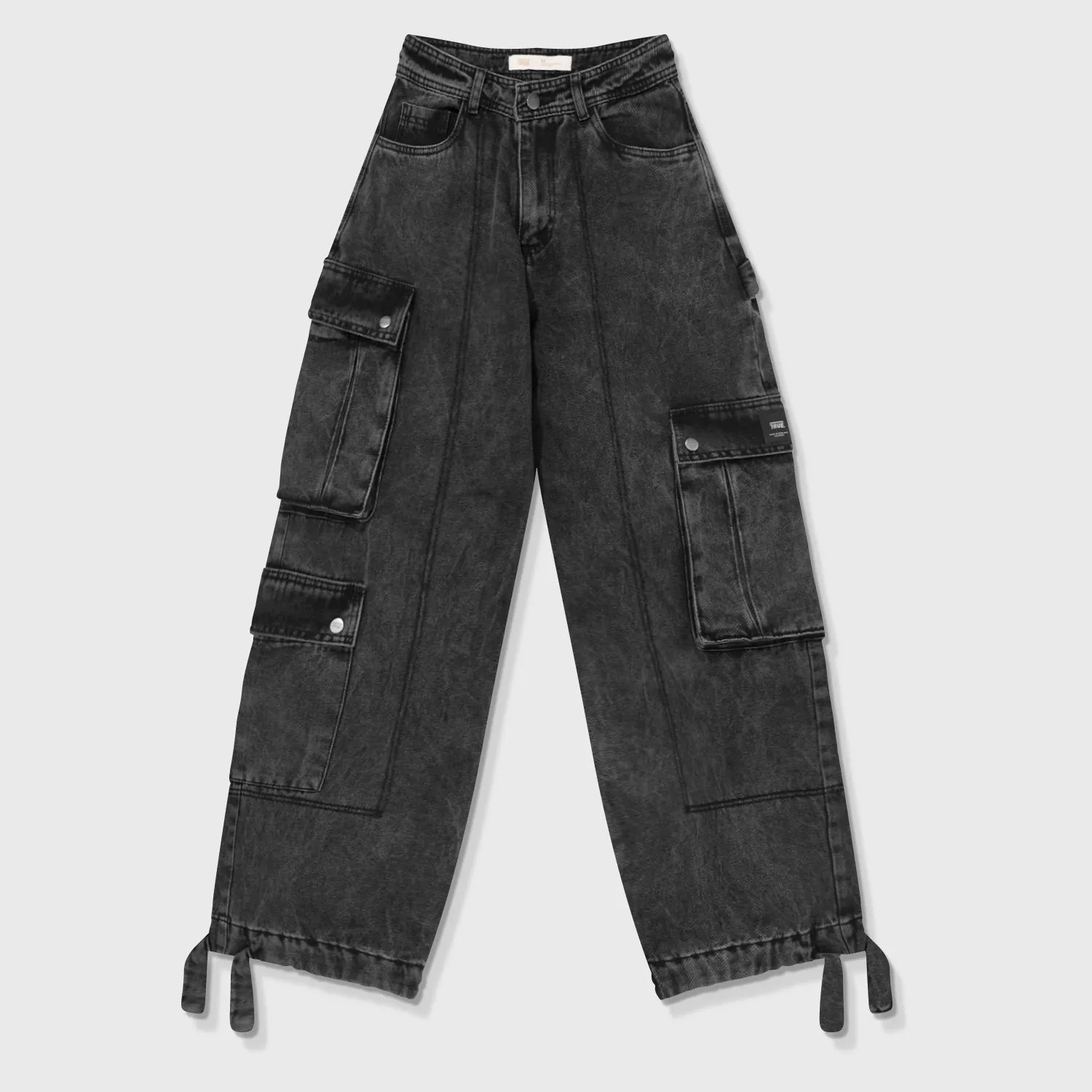 Cargo Multi-Pocket Pants - Washed Black