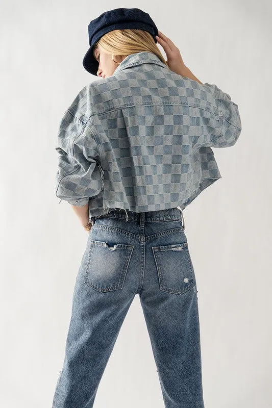 Checkmate Cropped Denim Jacket