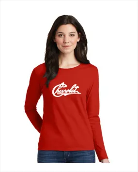 CHEVROLET 1911 ScriptLadies' 5.3 oz. Gildan Heavy Cotton Missy Fit Long-Sleeve T-Shirt