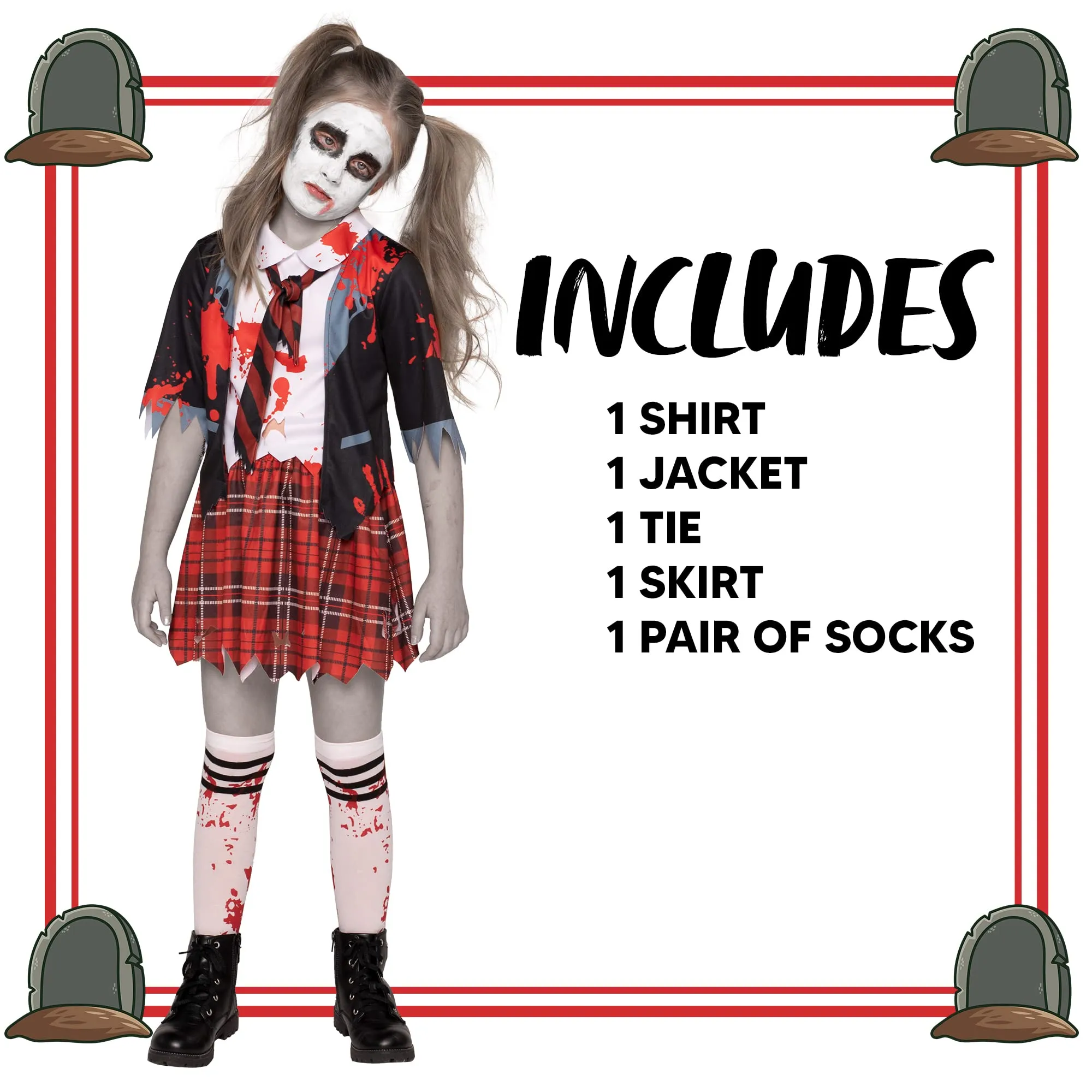 Child Girl Zombie Schoolgirl Costume