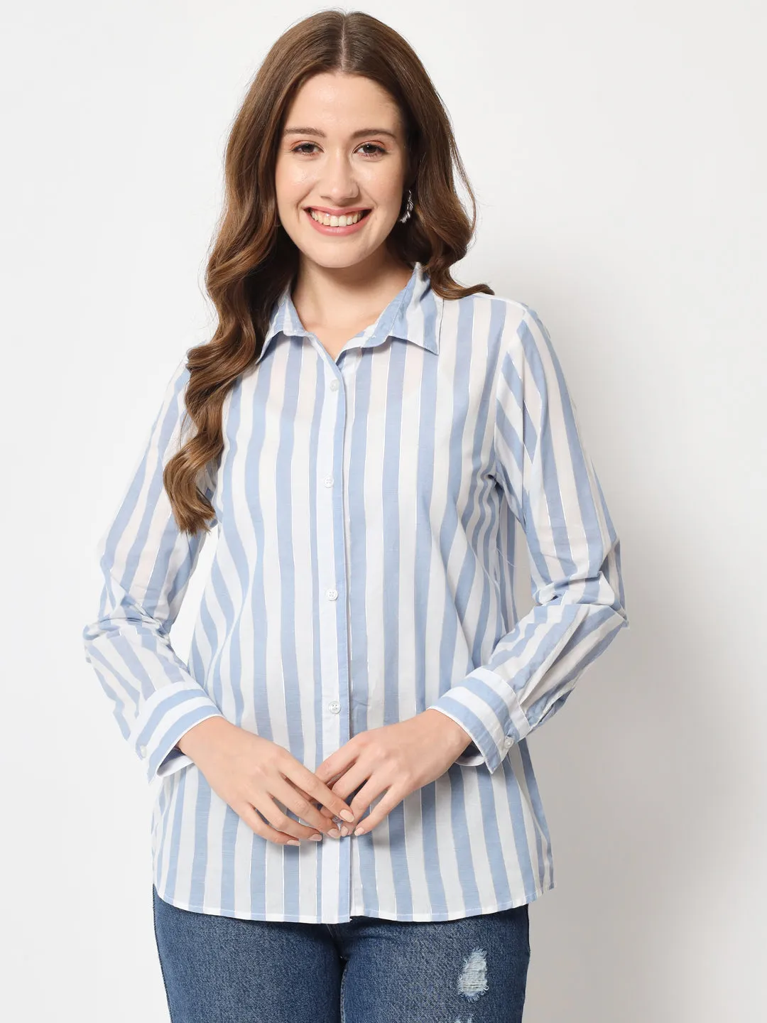 Classic Regular Fit Striped Cotton Casual Shirt