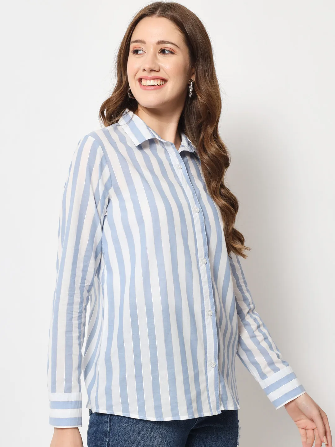 Classic Regular Fit Striped Cotton Casual Shirt