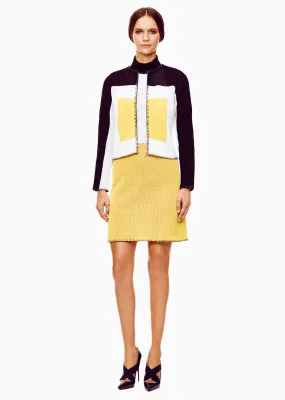 Claudine - Color Block, Black, White and Yellow Cardigan Sweater