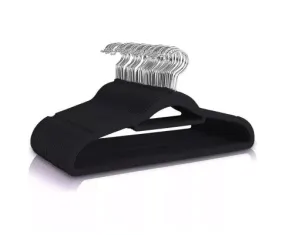 Coat Hangers Black Velvet 30 Pack with Tie Organiser