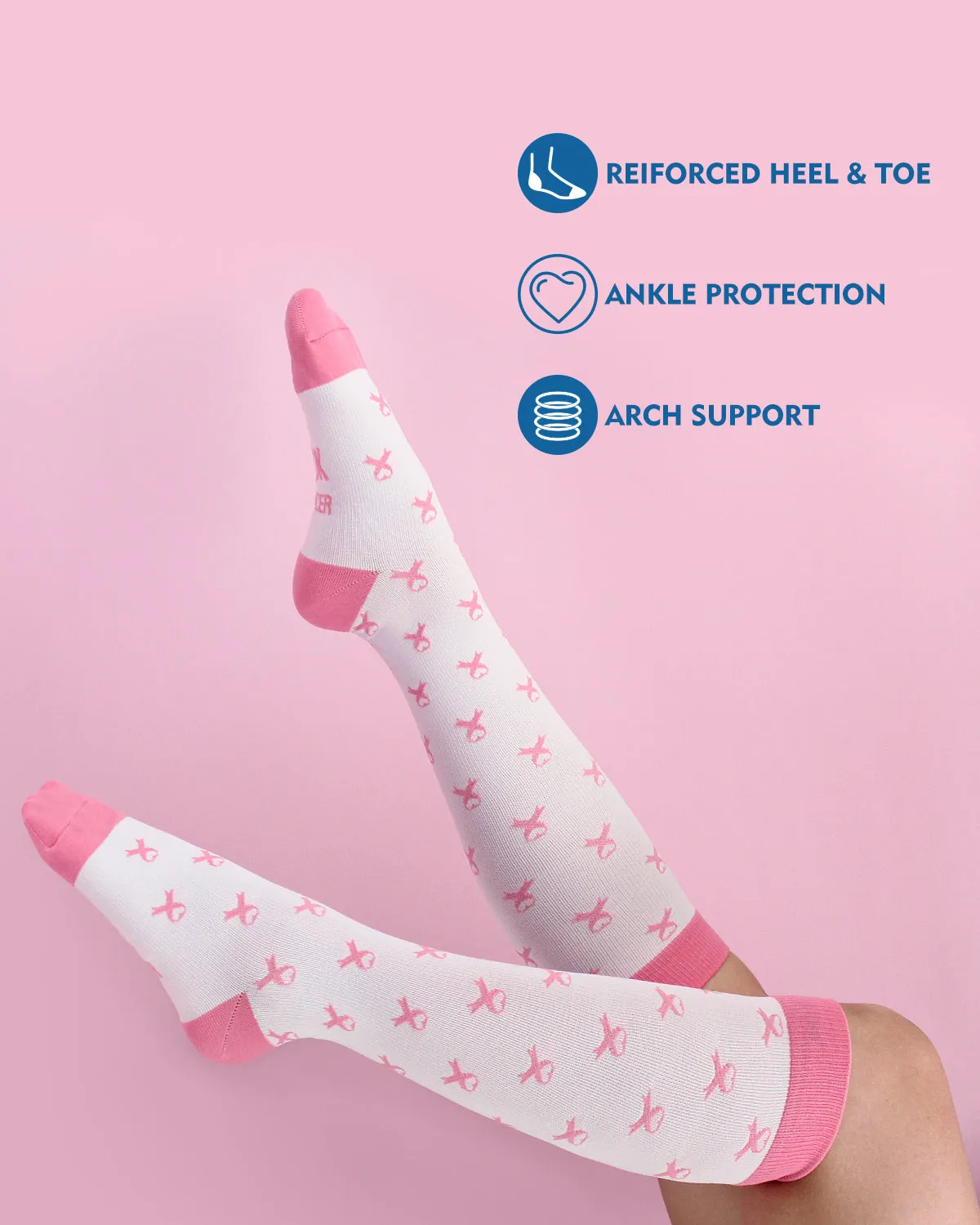 Compression Socks - Velvita Black Pink/White Pink