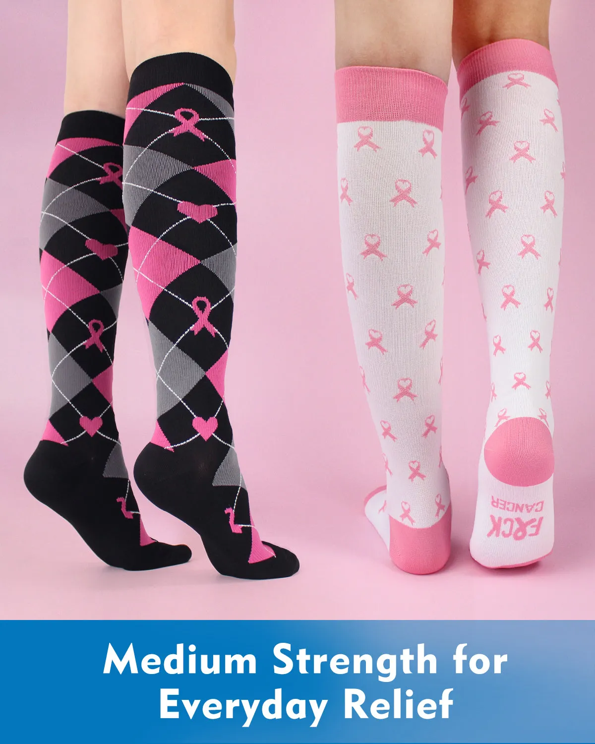 Compression Socks - Velvita Black Pink/White Pink