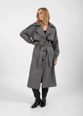 Coster Checked Trench in Grey/Black