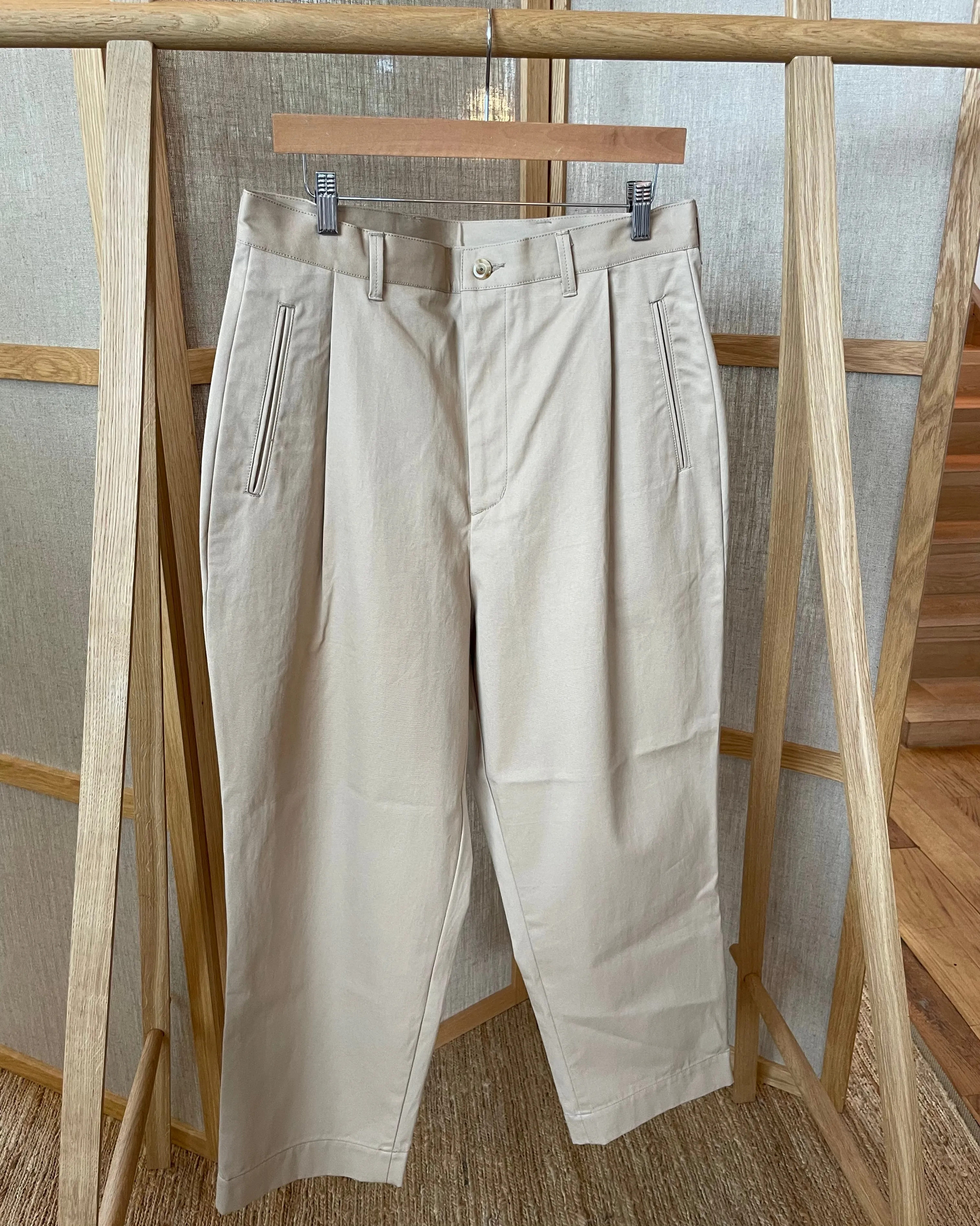 Cotton Gabardine Pilot Slacks in Beige