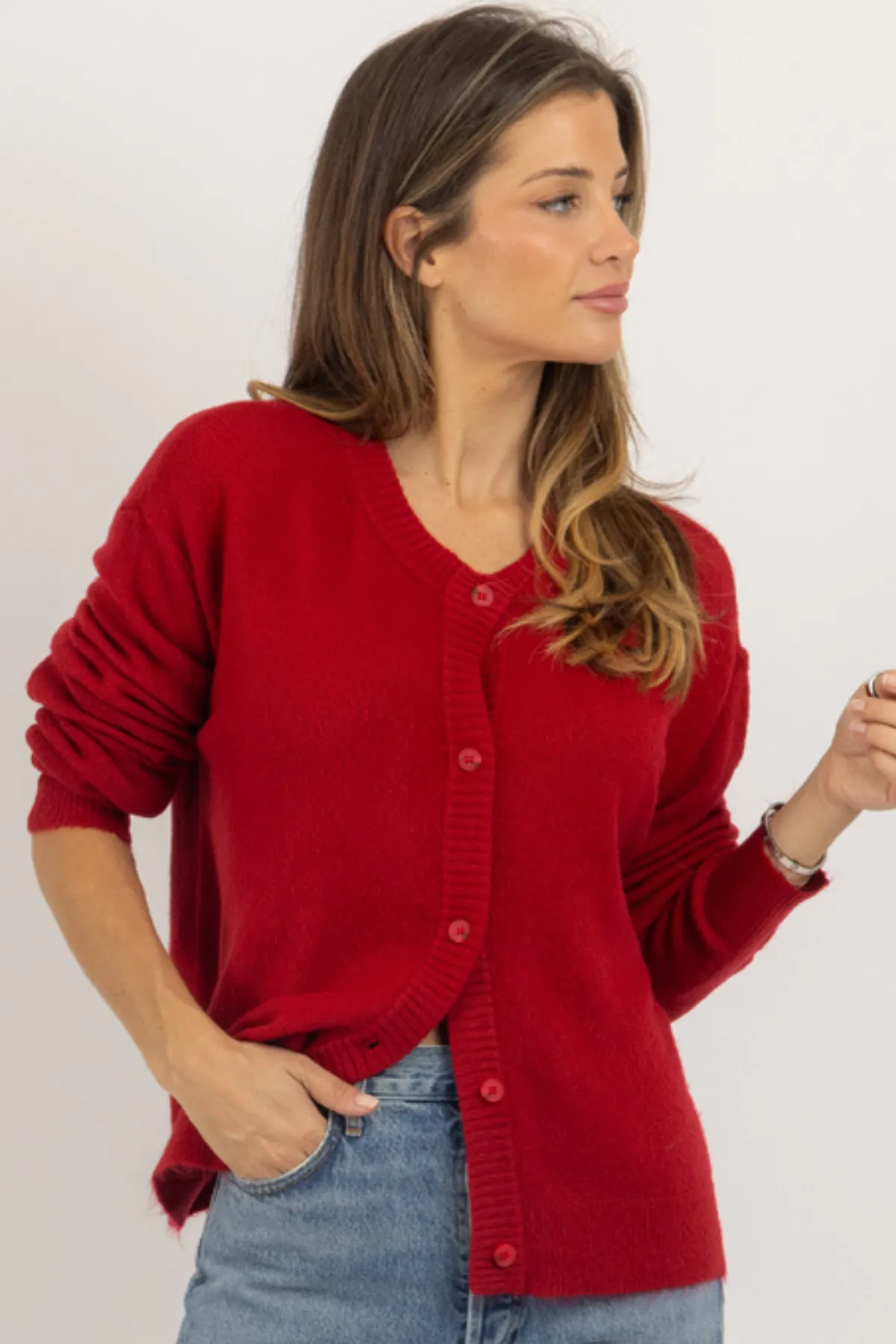 COZY UP RED CARDIGAN