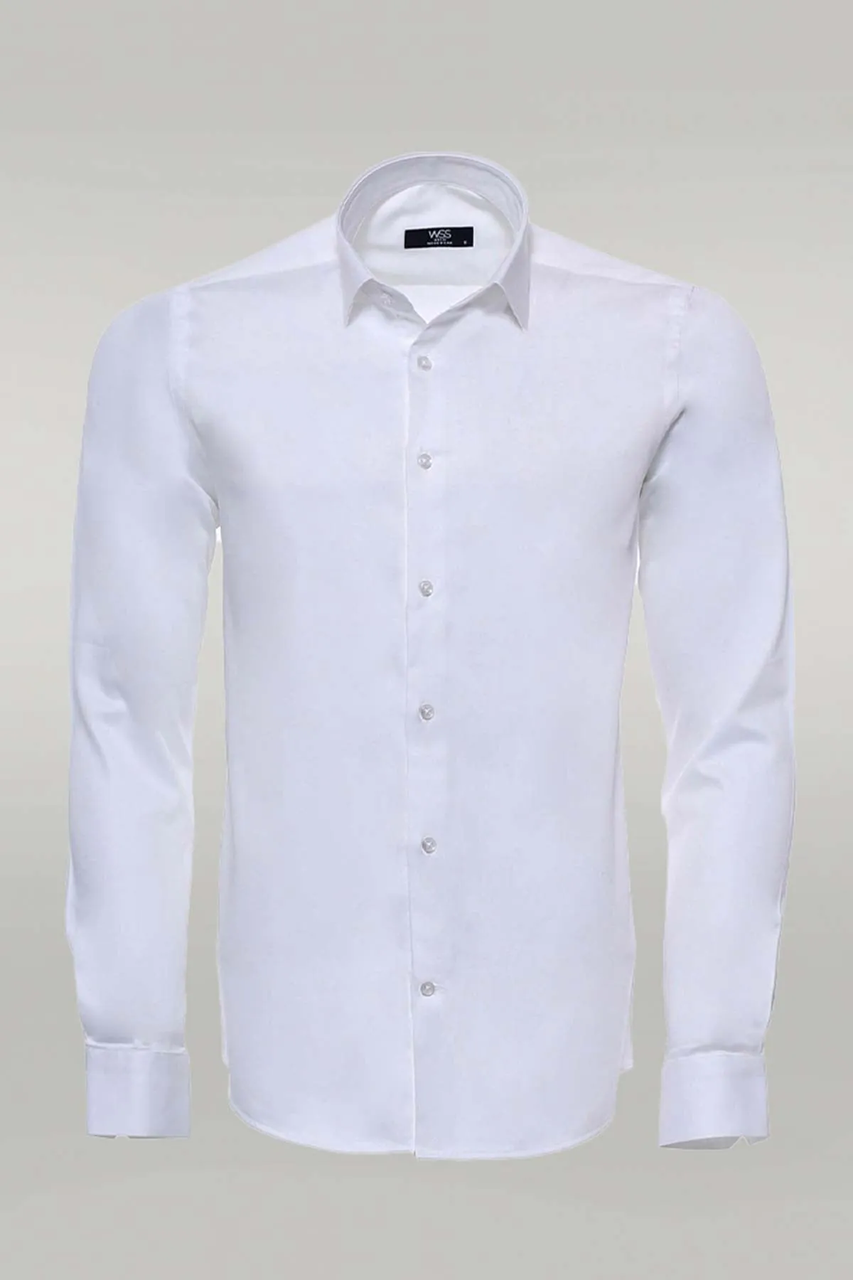 Cream Long Sleeve Slim-Fit Shirt - Wessi