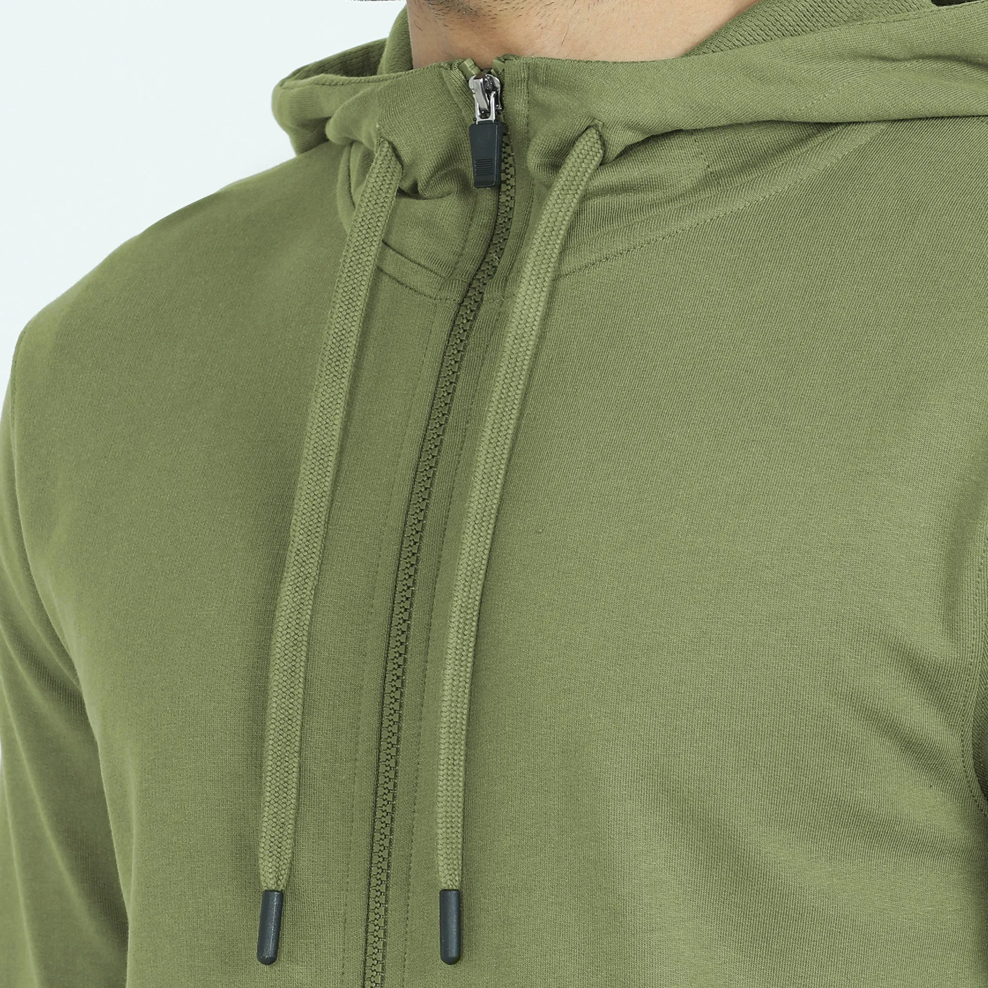 Cruze French Terry Cotton Hoodie Jackets Olive Green