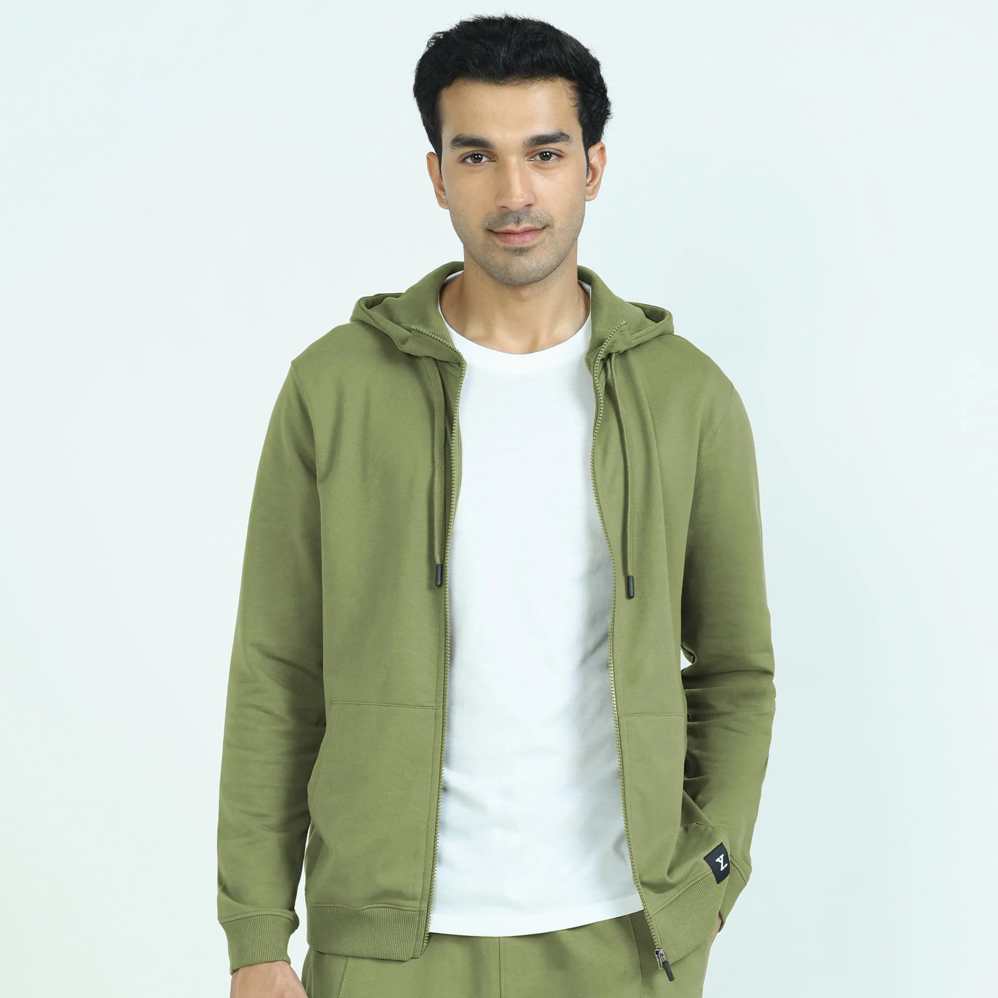 Cruze French Terry Cotton Hoodie Jackets Olive Green