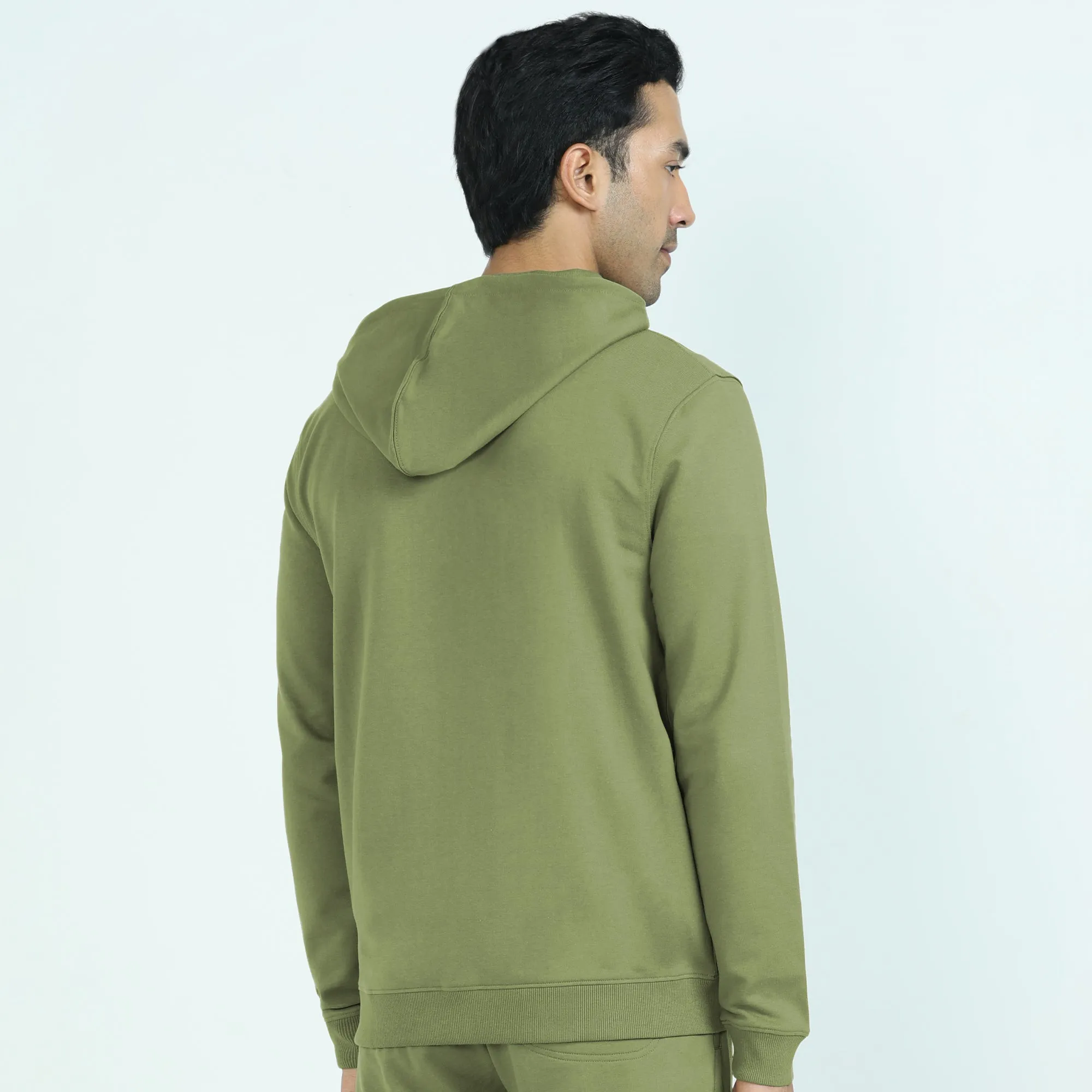 Cruze French Terry Cotton Hoodie Jackets Olive Green