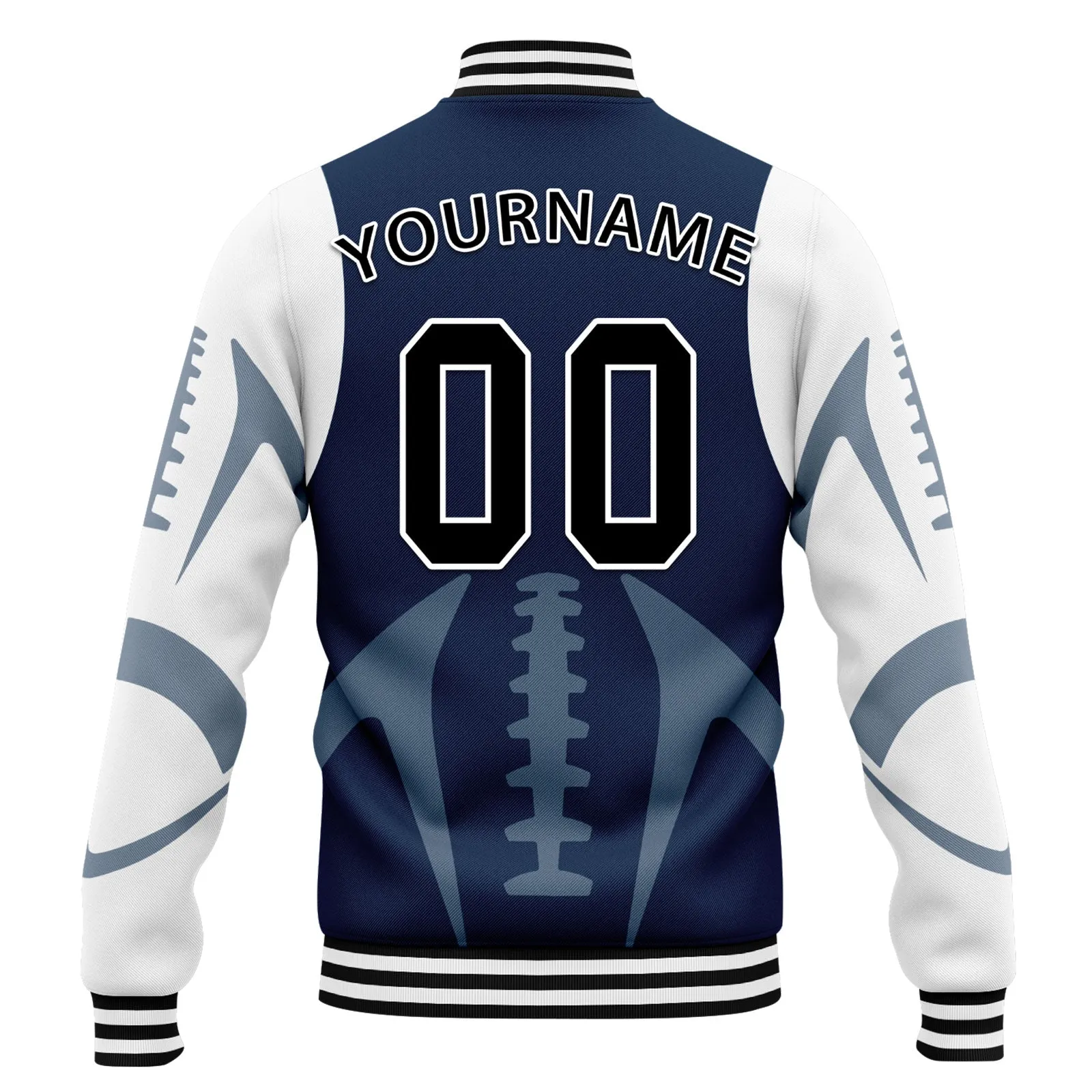 Custom Blue Dallas Jacket Bomber Full-Snap Varsity Letterman Personalized Jacket FZ005-D025004-8