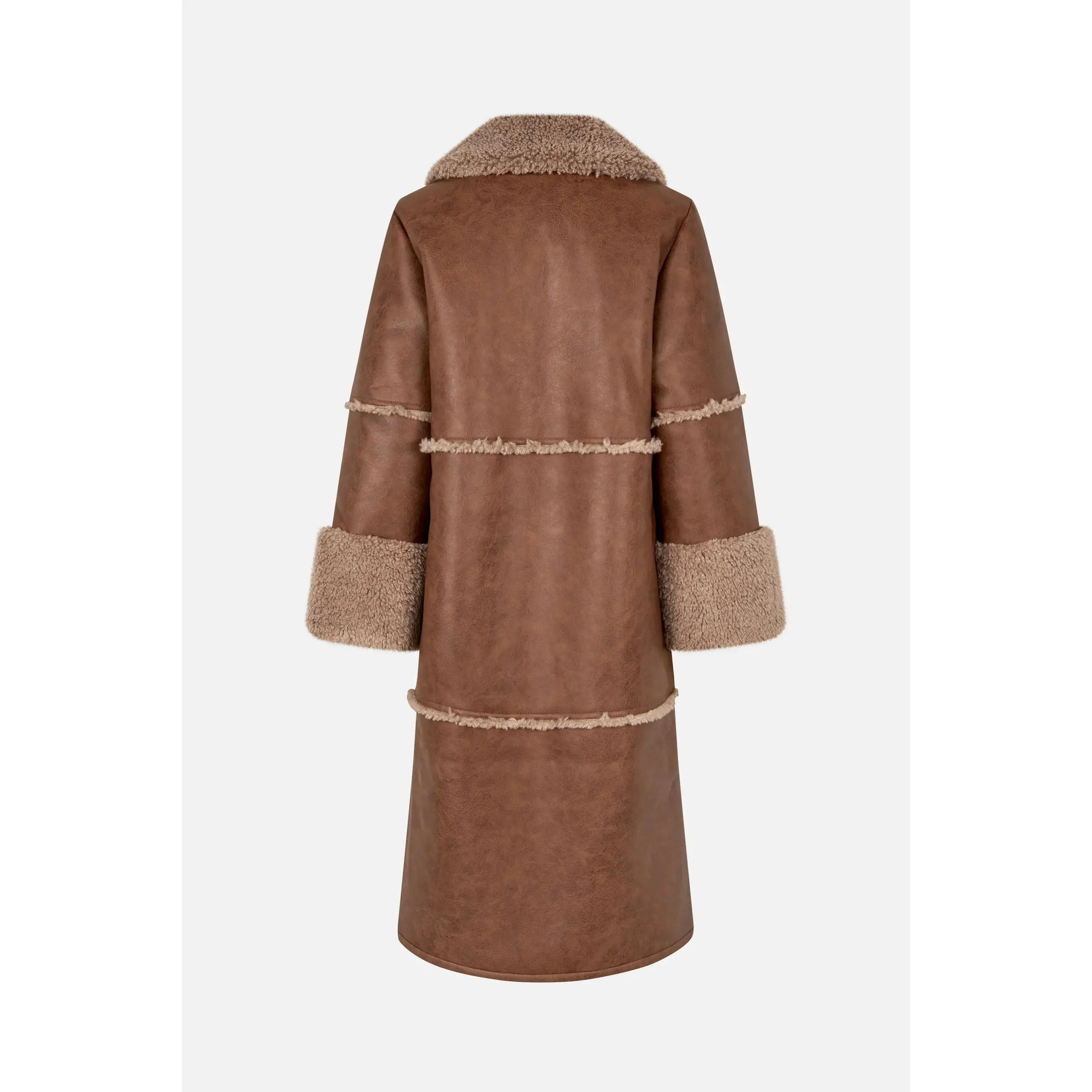 Dafne Shearling Detail Coat Washed Brown