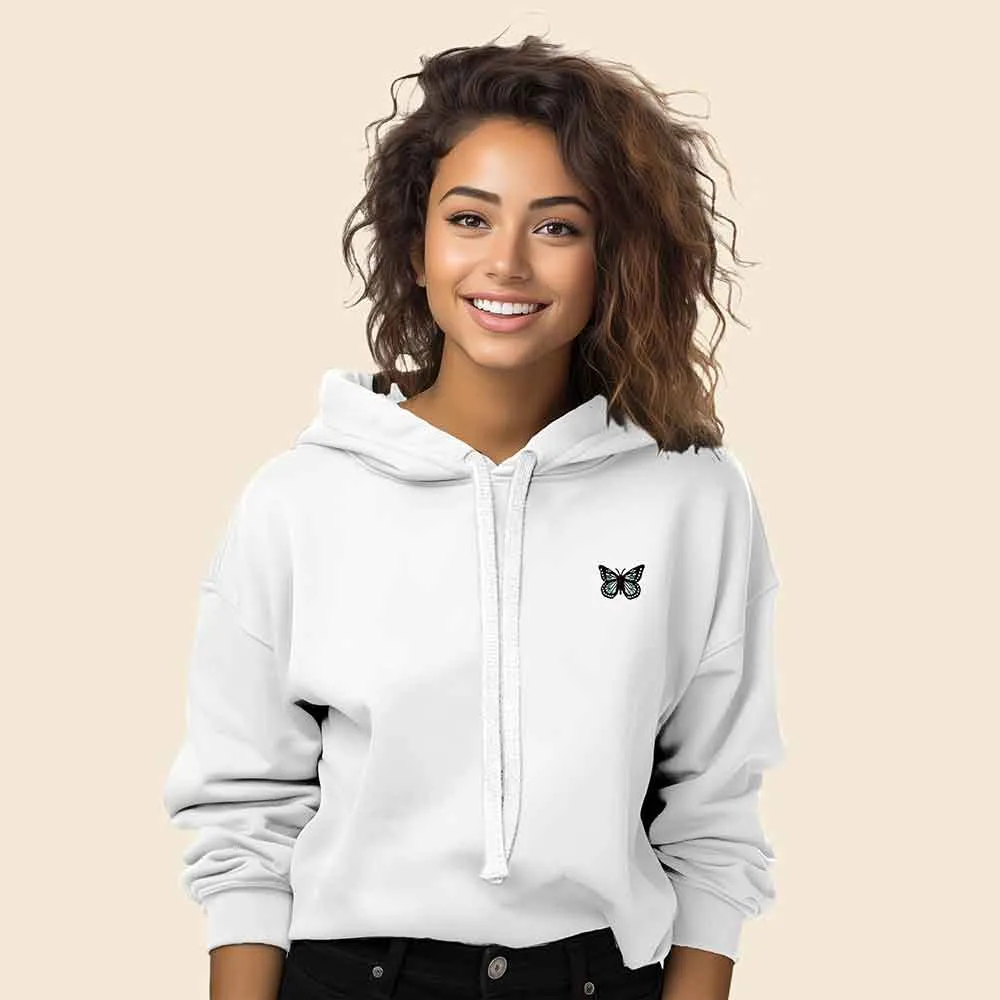 Dalix Butterfly Cropped Zip Hoodie