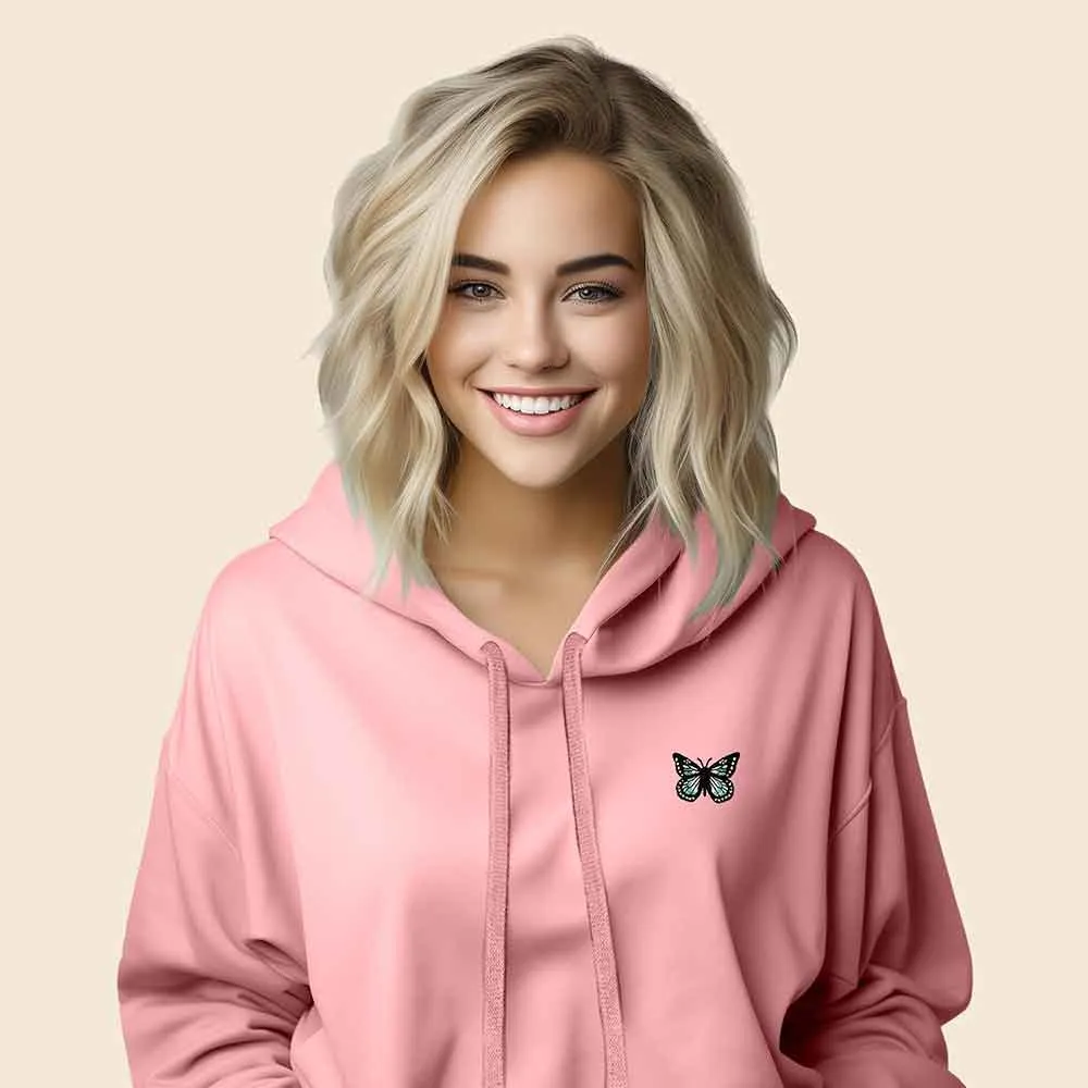 Dalix Butterfly Cropped Zip Hoodie