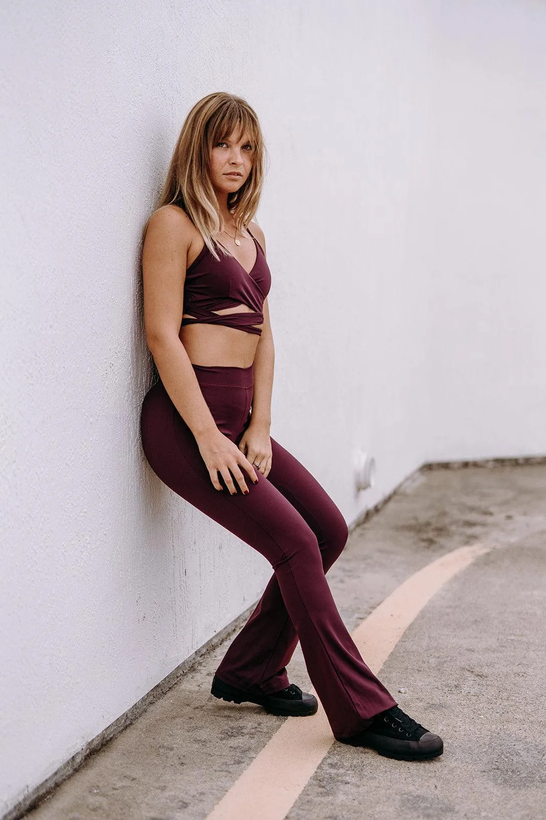 Dark Burgundy Boot Flare Pants