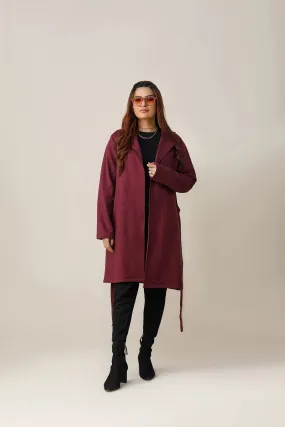 Dark Maroon Long Lapel Coat