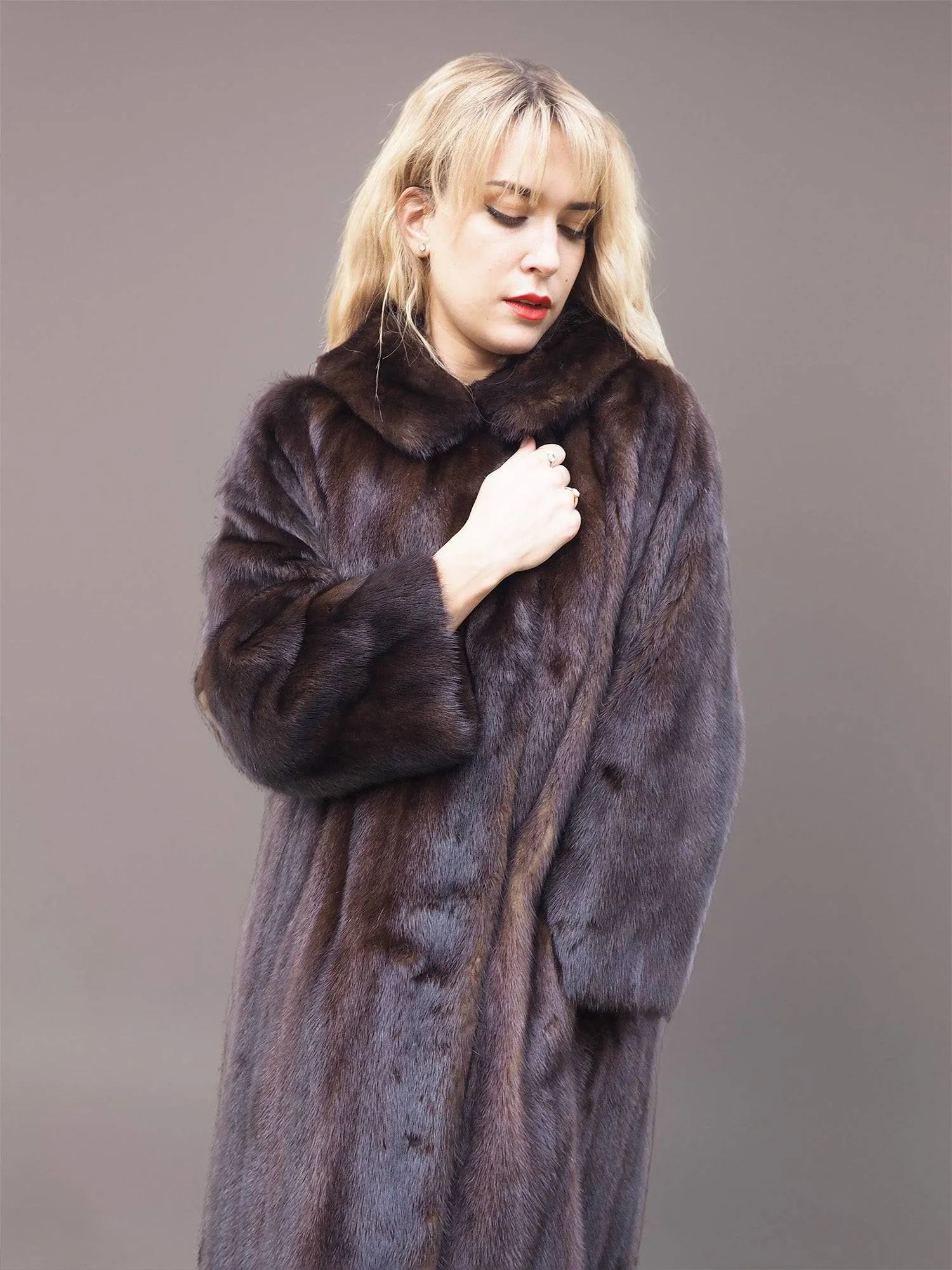 Dark Ranch Black Mink Coat Coats M Notch Collar