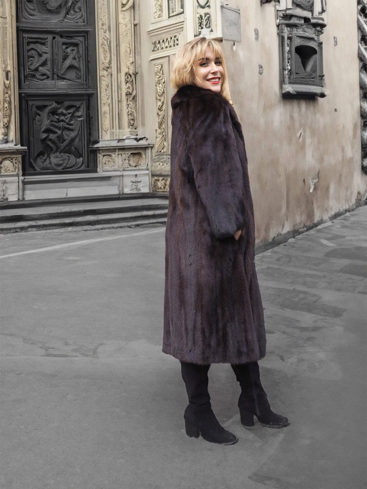 Dark Ranch Black Mink Coat Coats M Notch Collar