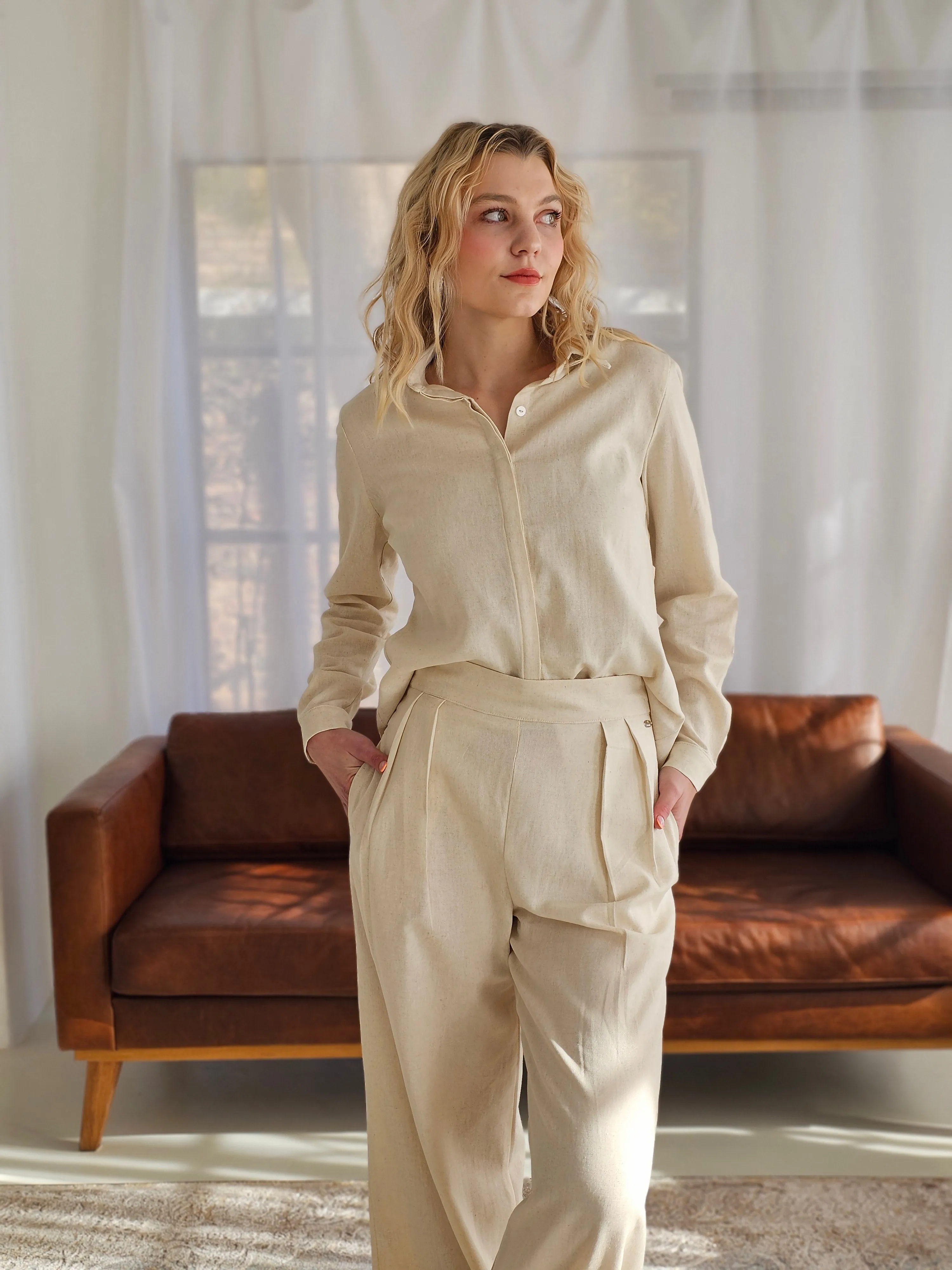 Delia Pants Linen Natural