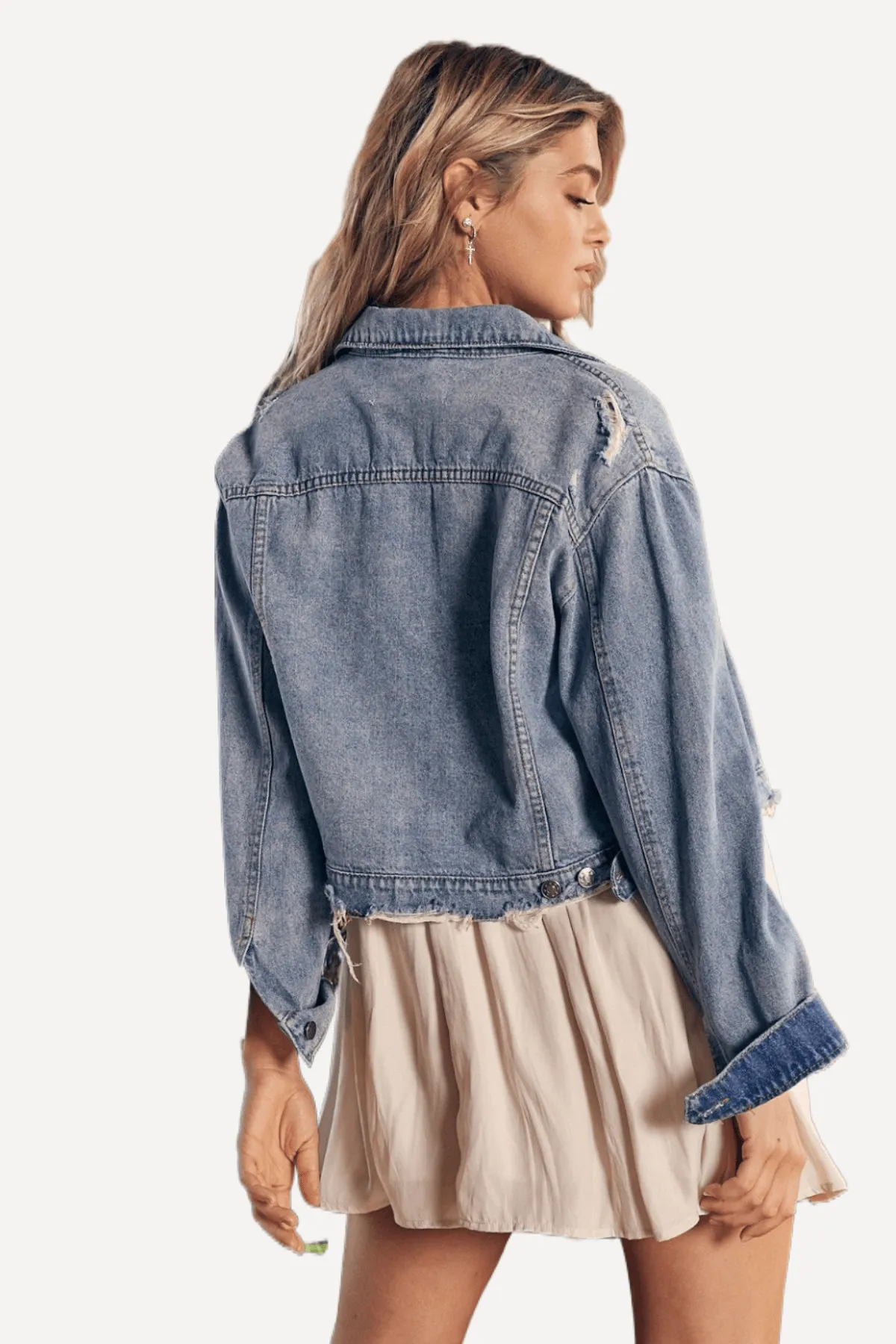 Distressed Denim Jacket Cropped