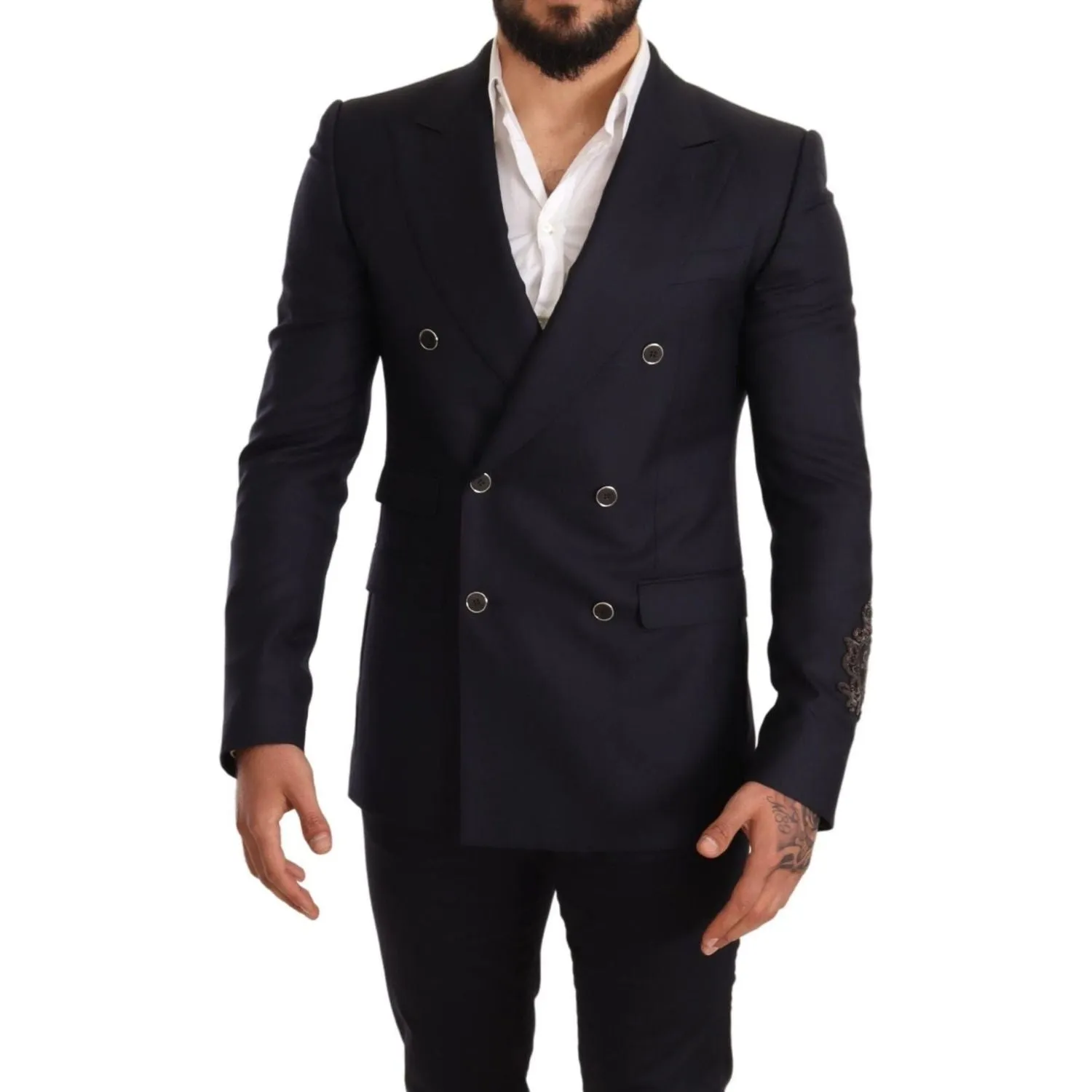 Dolce & Gabbana Elegant Navy Cashmere Silk Blend Blazer