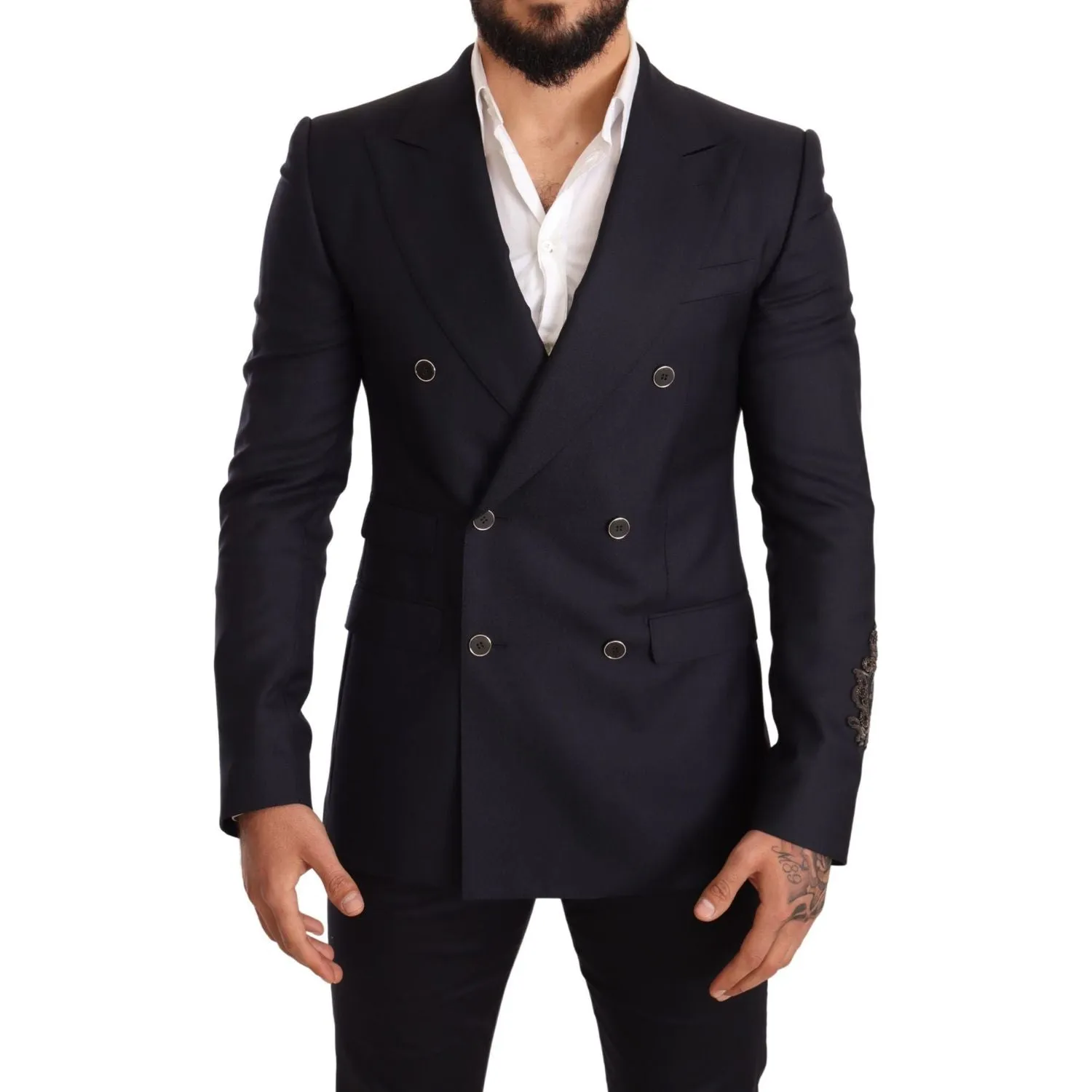 Dolce & Gabbana Elegant Navy Cashmere Silk Blend Blazer