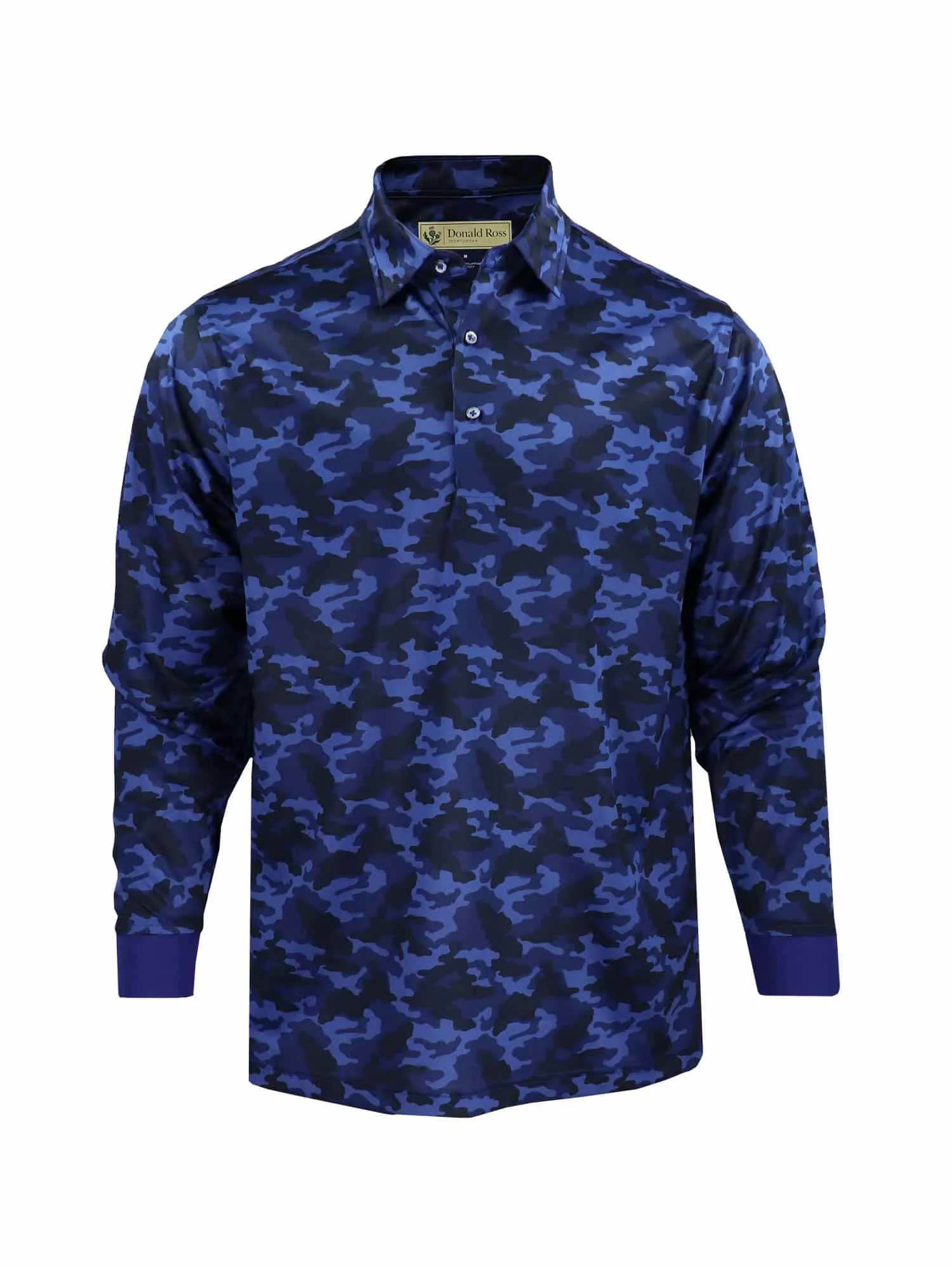 Donald Ross Mens Long Sleeve Tonal Camo Print Jersey - NAVY