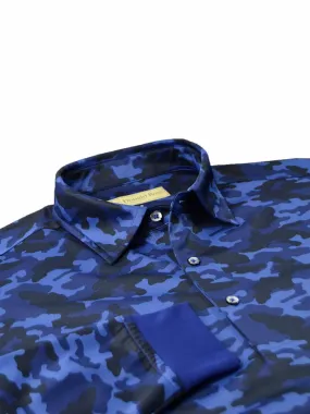 Donald Ross Mens Long Sleeve Tonal Camo Print Jersey - NAVY