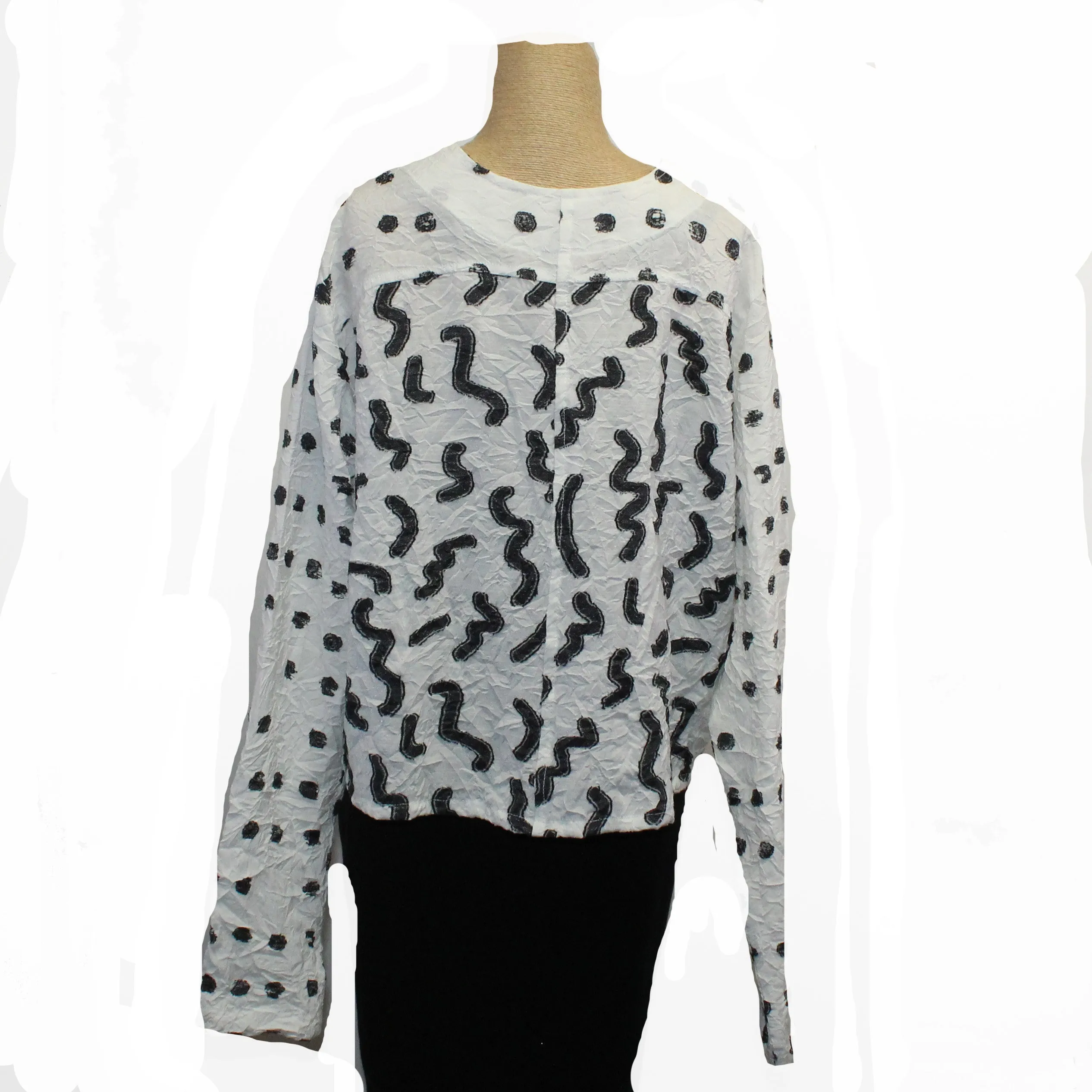 Dress To Kill Jacket, Crop, Squiggle Dot, White/Black, OS Fits S-L