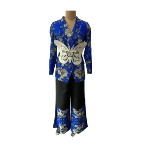 Electric Blue Titlie Printed Blazer Set