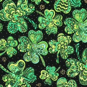 Fancy Shamrocks Black | Quilted Treasures Irish Wishes | Quilting Cotton