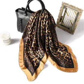 Fashion Silk Scarf Leopard Printed Bandana Shawl #FS-14